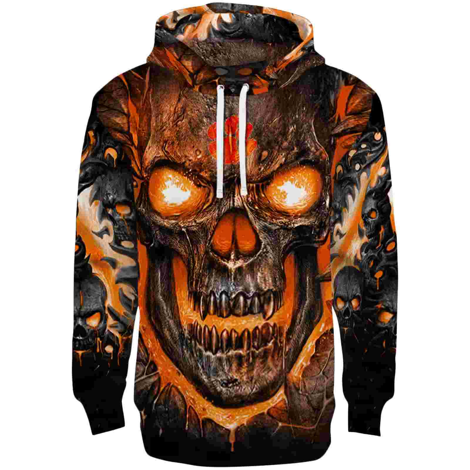 Clemson Tigers Demonic Skull Orange Black Hoodie