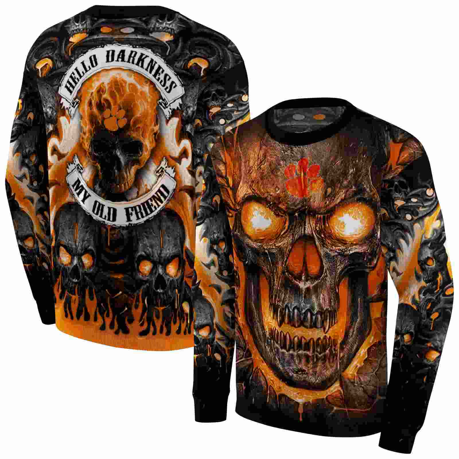 clemson tigers demonic skull orange black hoodie premium grade