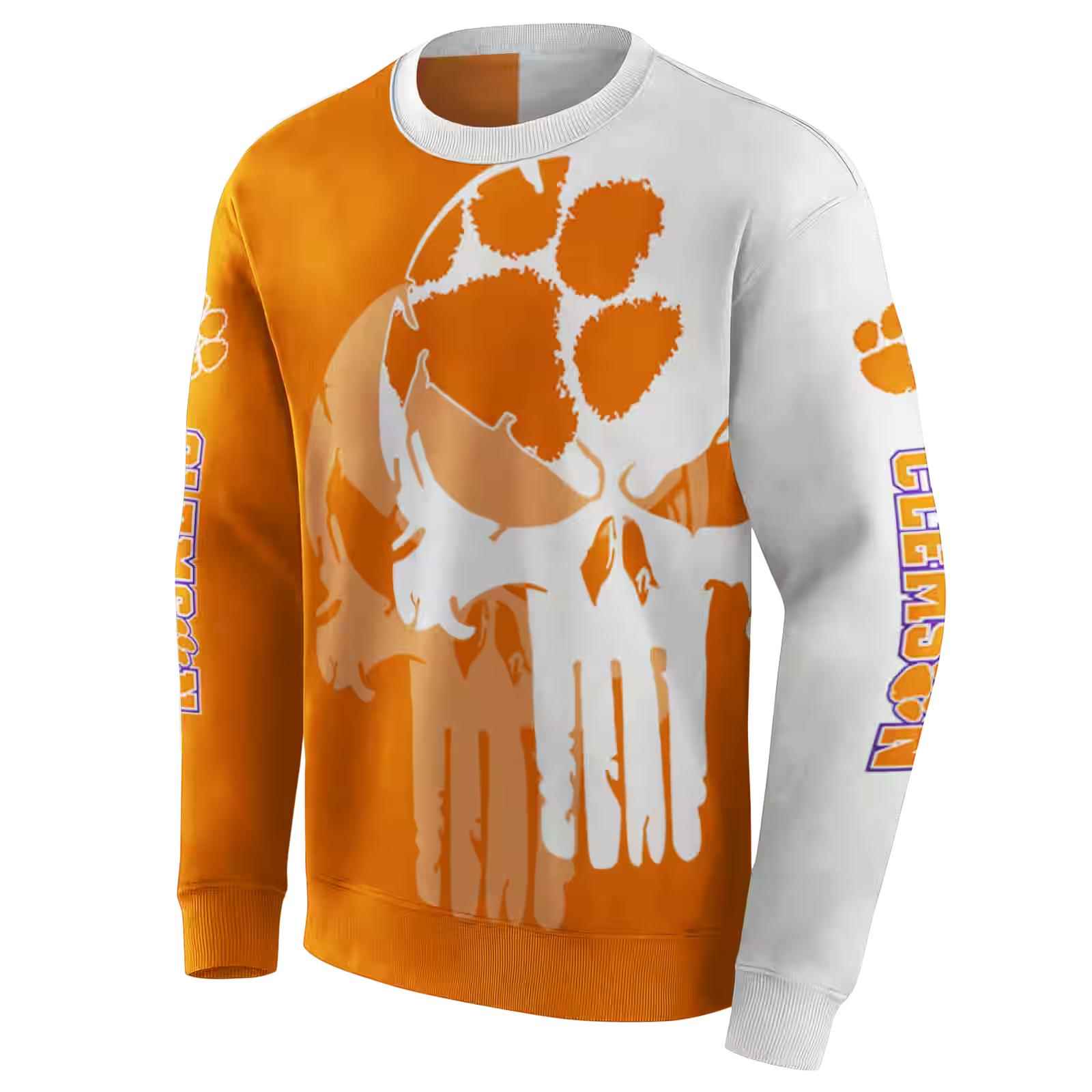 clemson tigers graphic punisher orange white hoodie new arrival