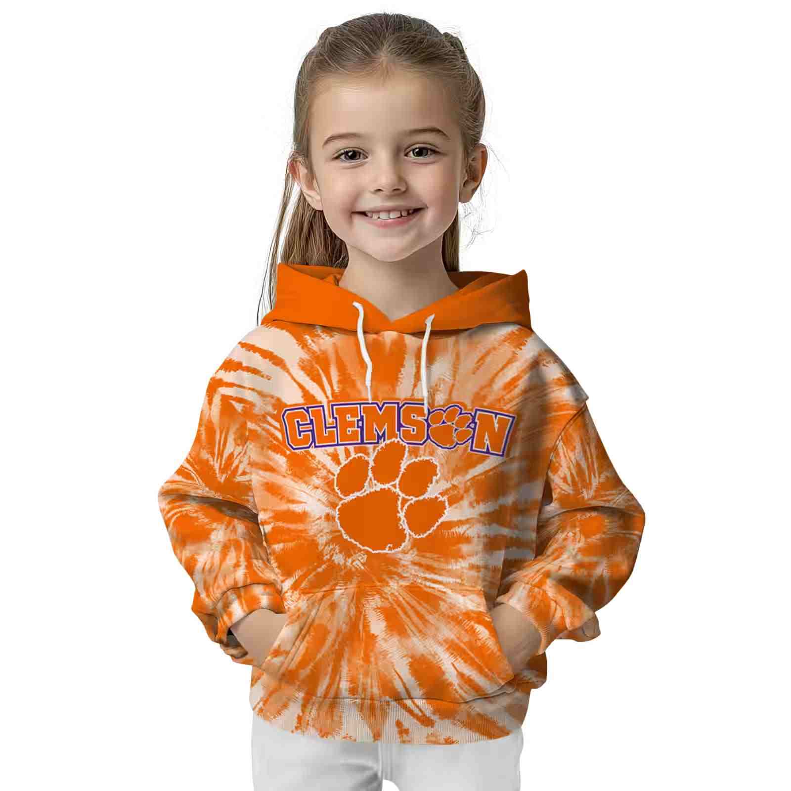 clemson tigers tie dye pattern orange hoodie top rated