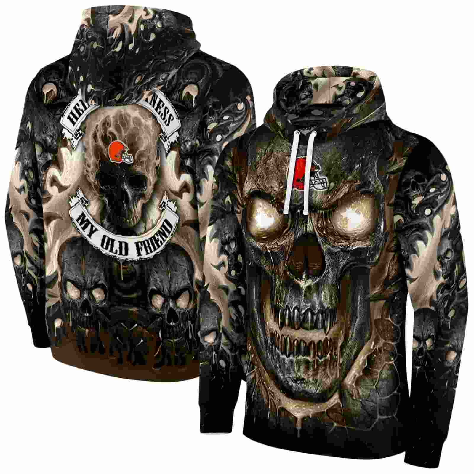 cleveland browns demonic skull brown black hoodie fashion forward