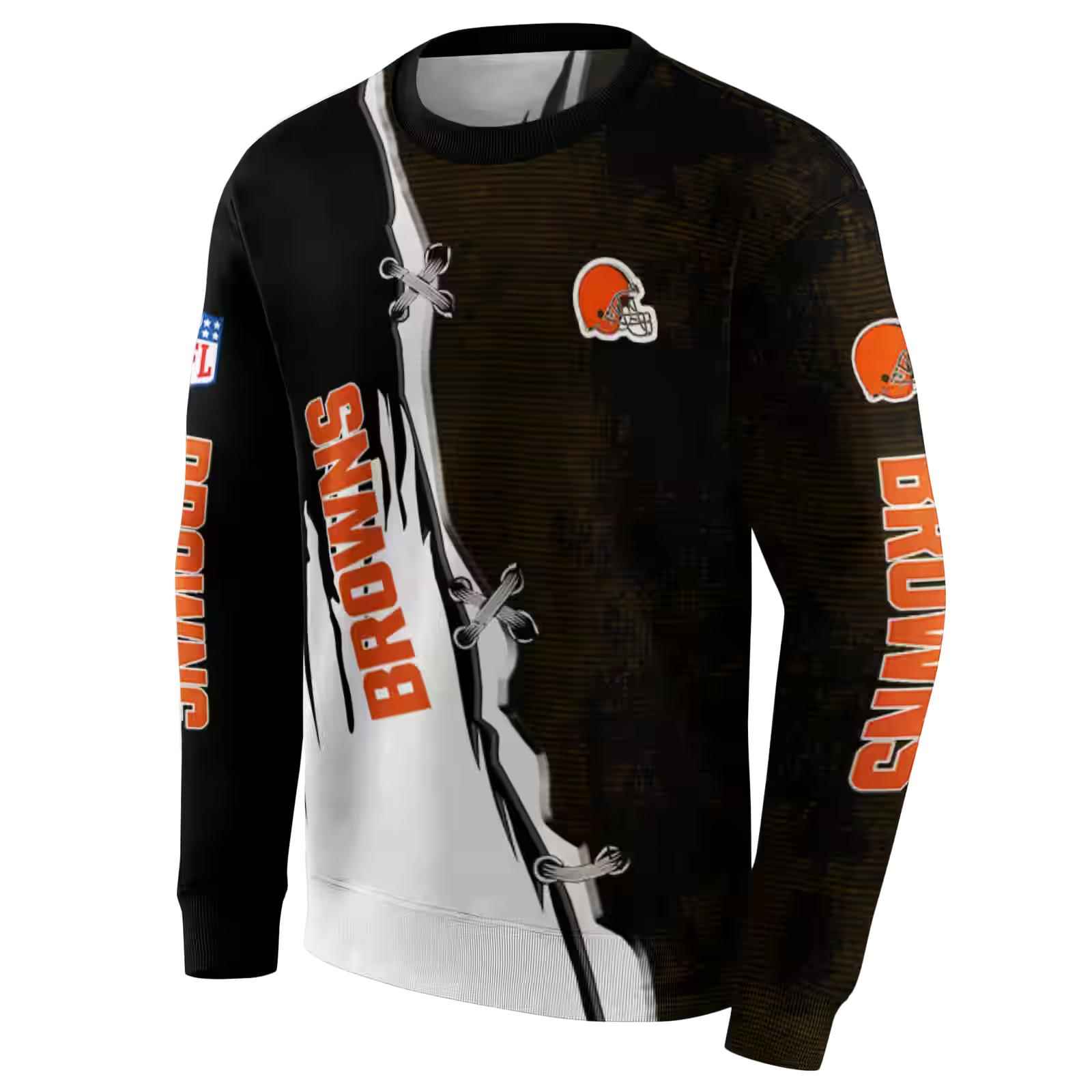 cleveland browns ripped pattern brown black white hoodie new arrival