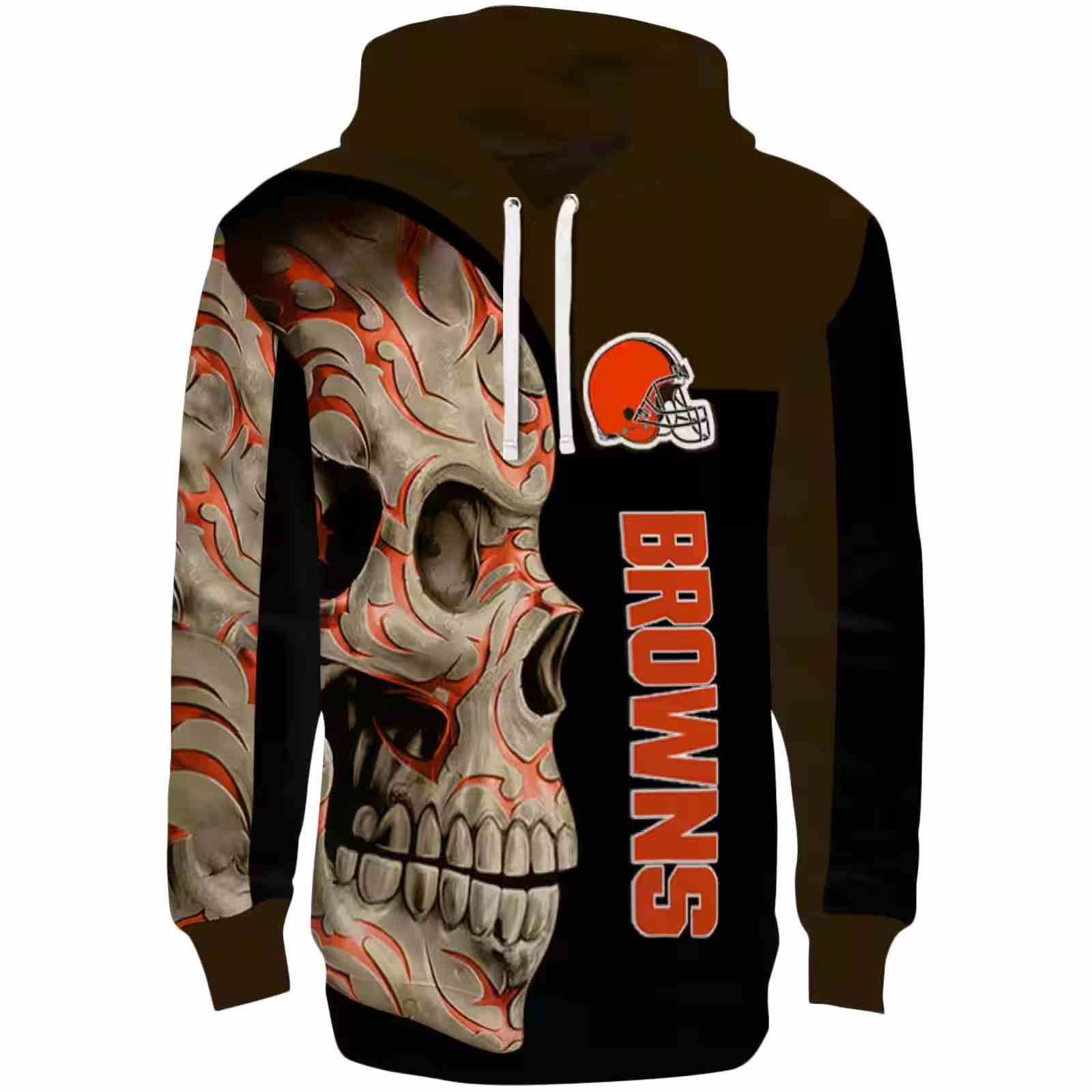 Cleveland Browns Skull Motif Brown Black Hoodie