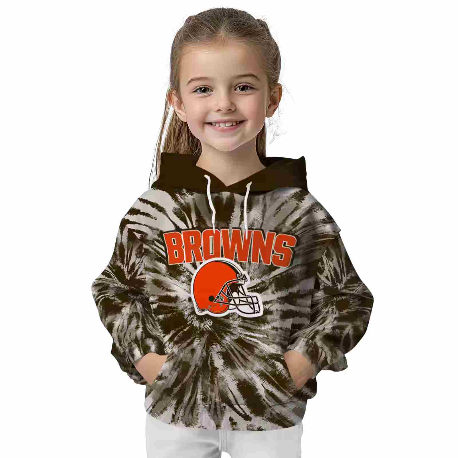 cleveland browns tie dye pattern brown hoodie top rated