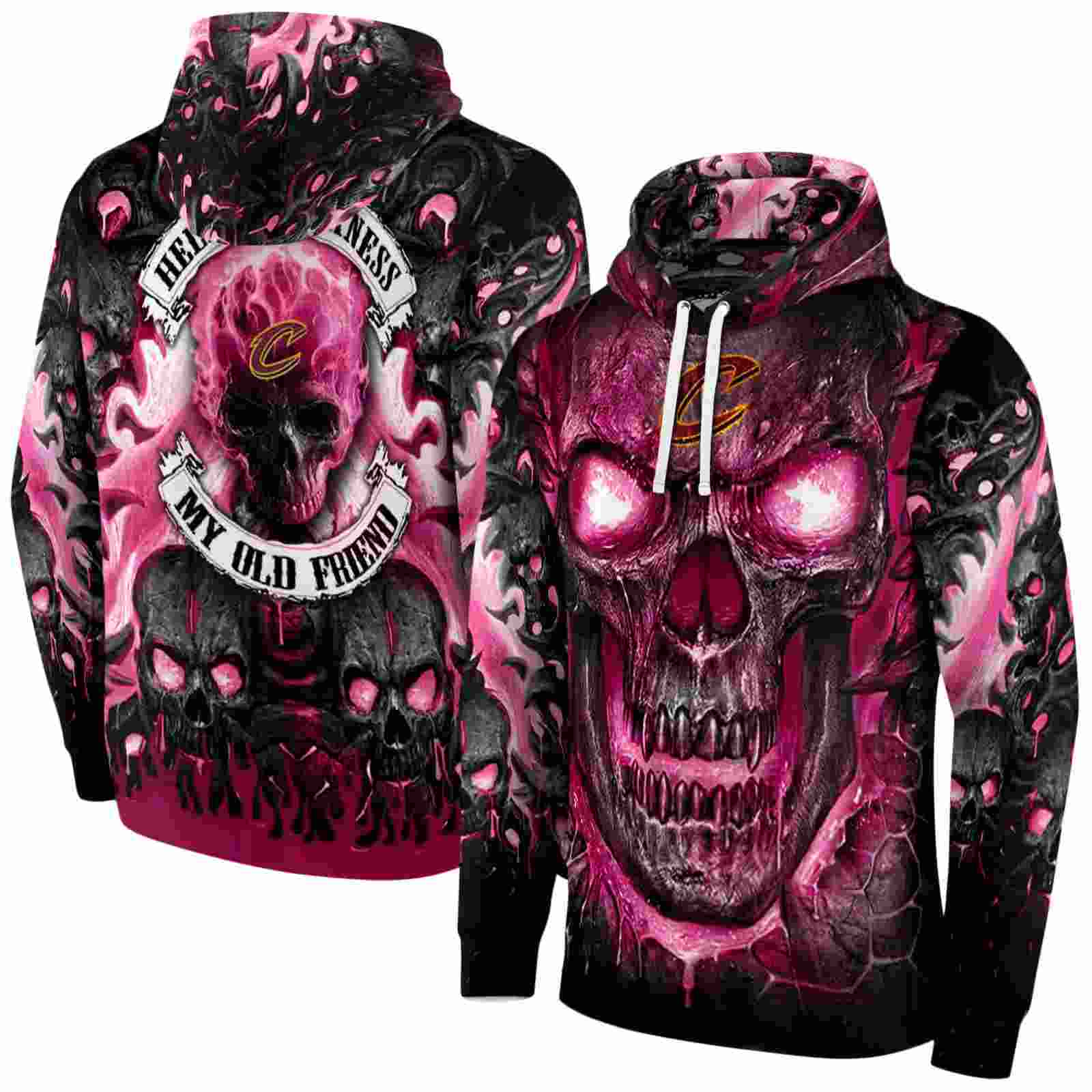 cleveland cavaliers demonic skull wine black hoodie fashion forward