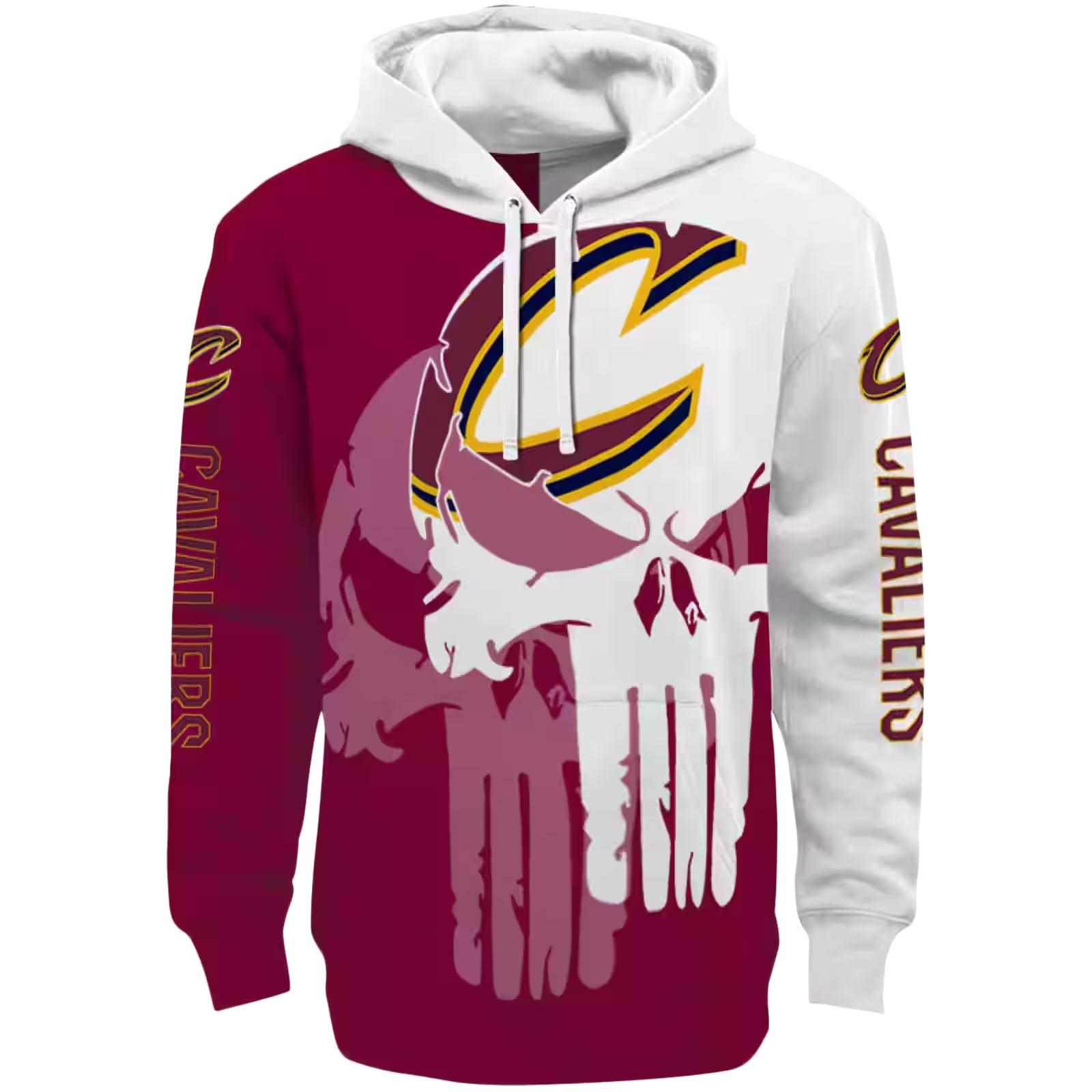 Cleveland Cavaliers Graphic Punisher Wine White Hoodie