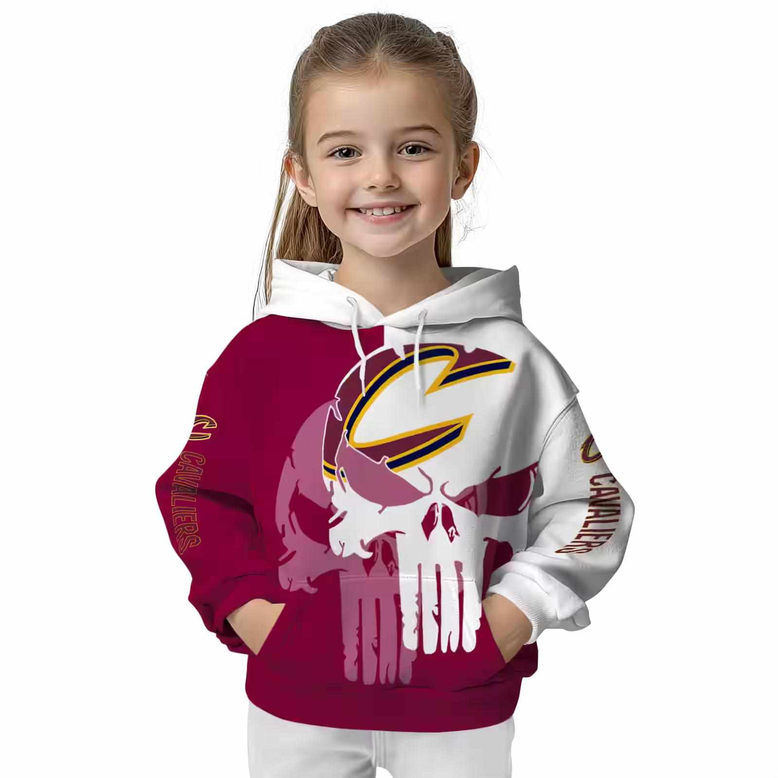 cleveland cavaliers graphic punisher wine white hoodie top rated