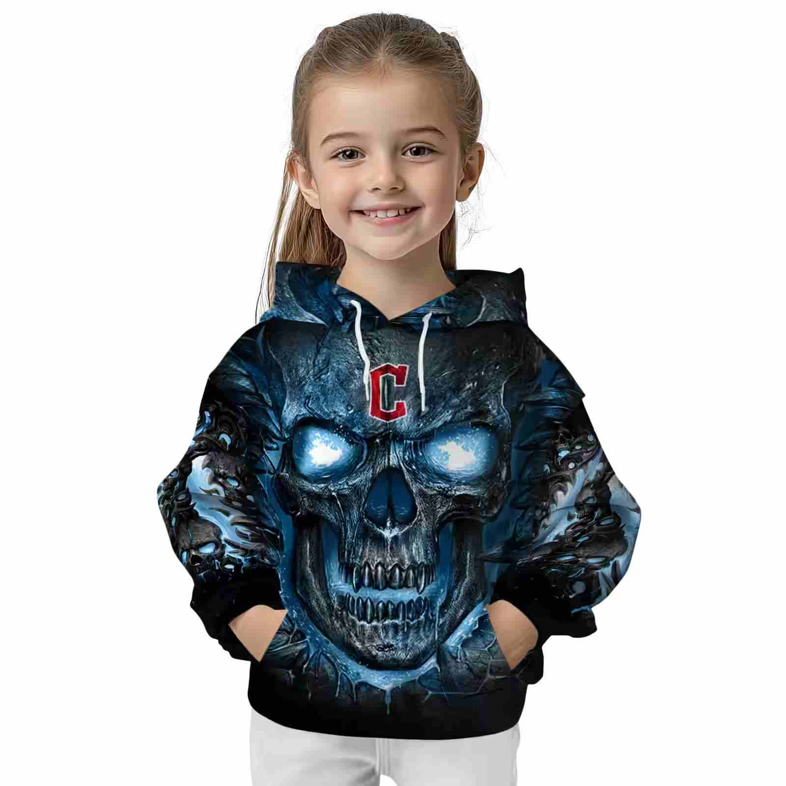 cleveland guardians demonic skull navy blue black hoodie top rated