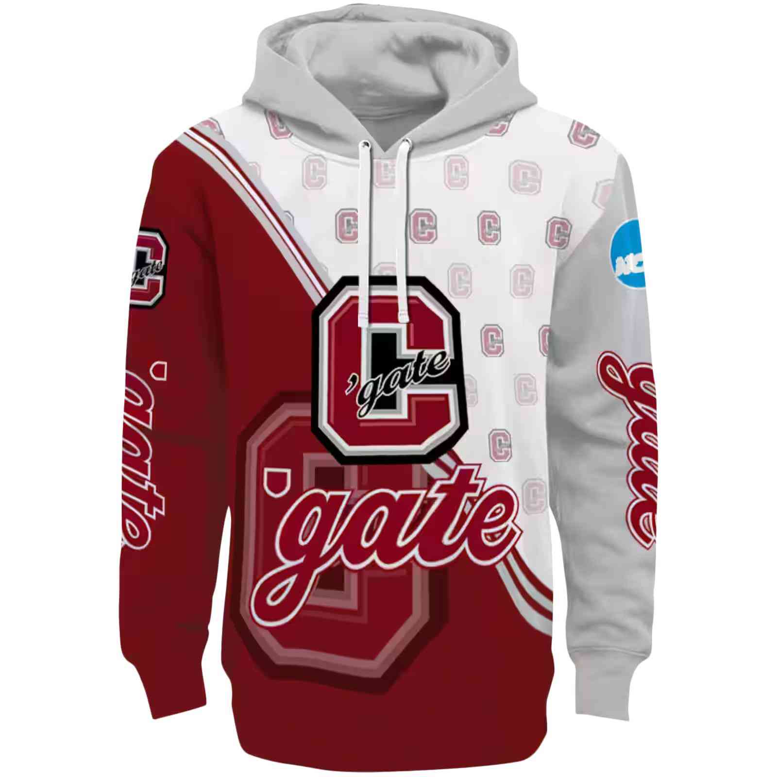 Colgate Raiders Diagonal Stripe Maroon White Hoodie