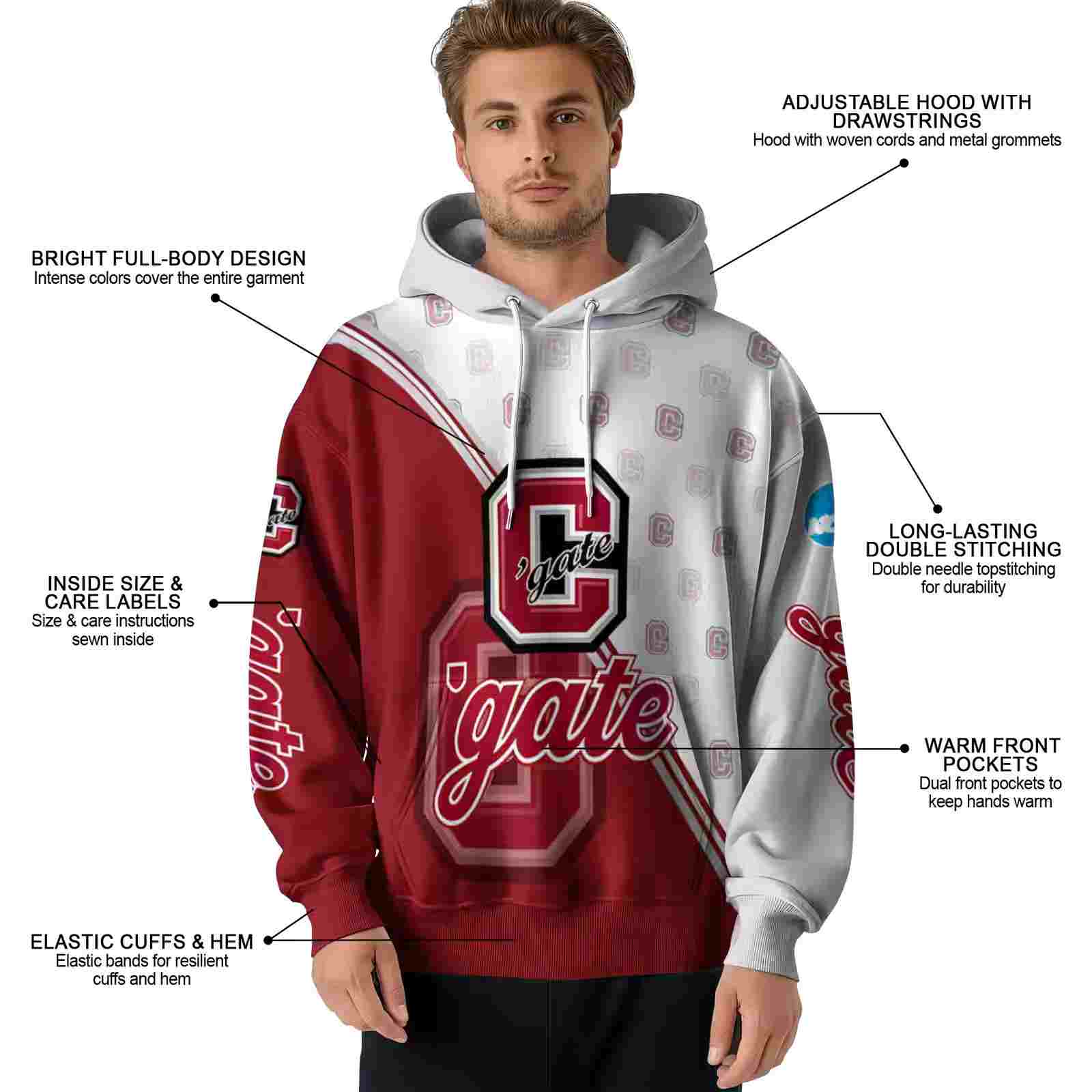 colgate raiders diagonal stripe maroon white hoodie latest model