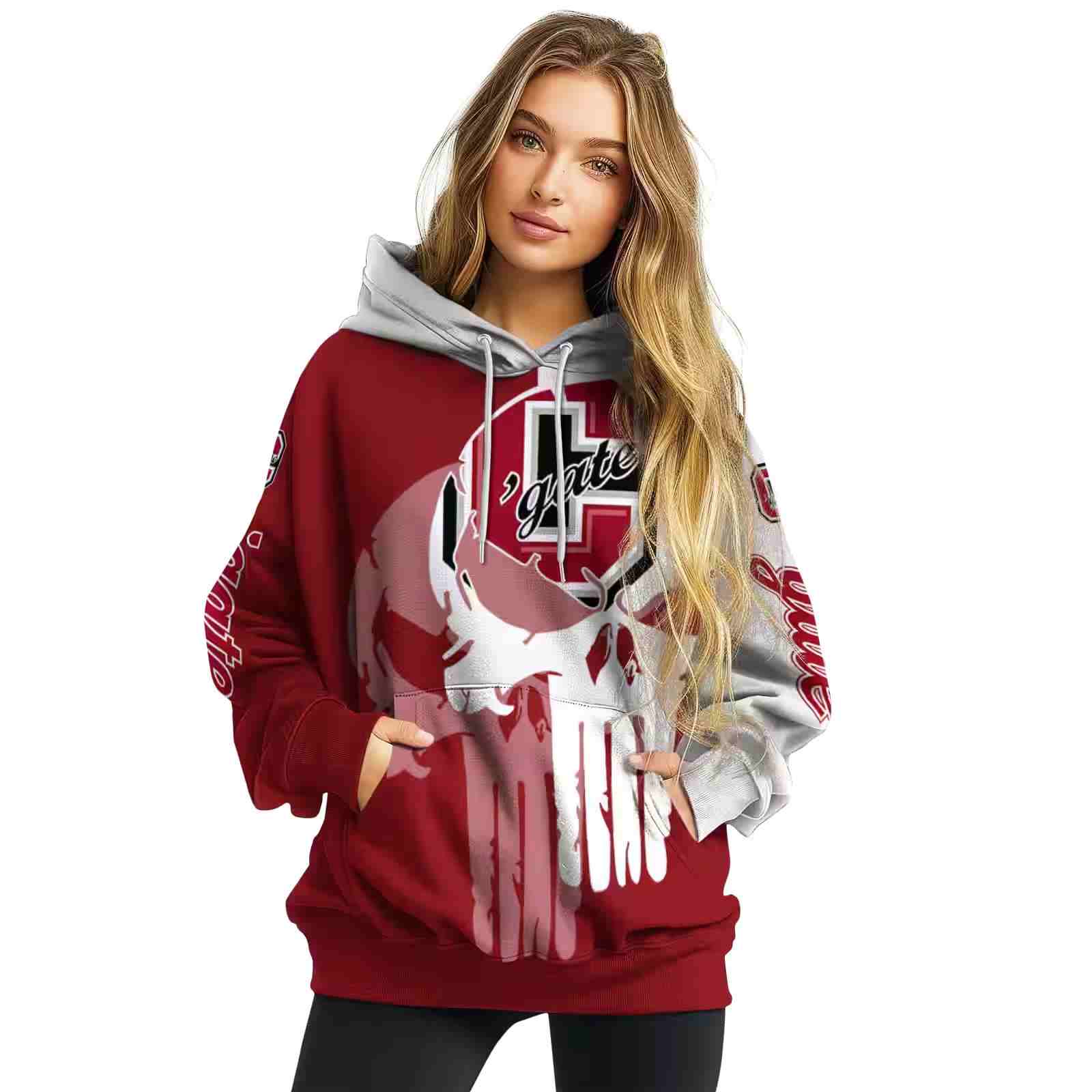 colgate raiders graphic punisher maroon white hoodie high quality