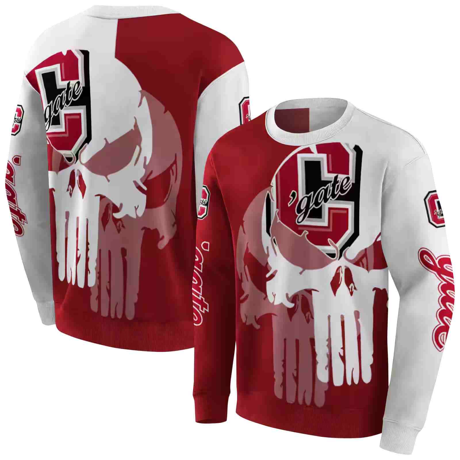 colgate raiders graphic punisher maroon white hoodie premium grade