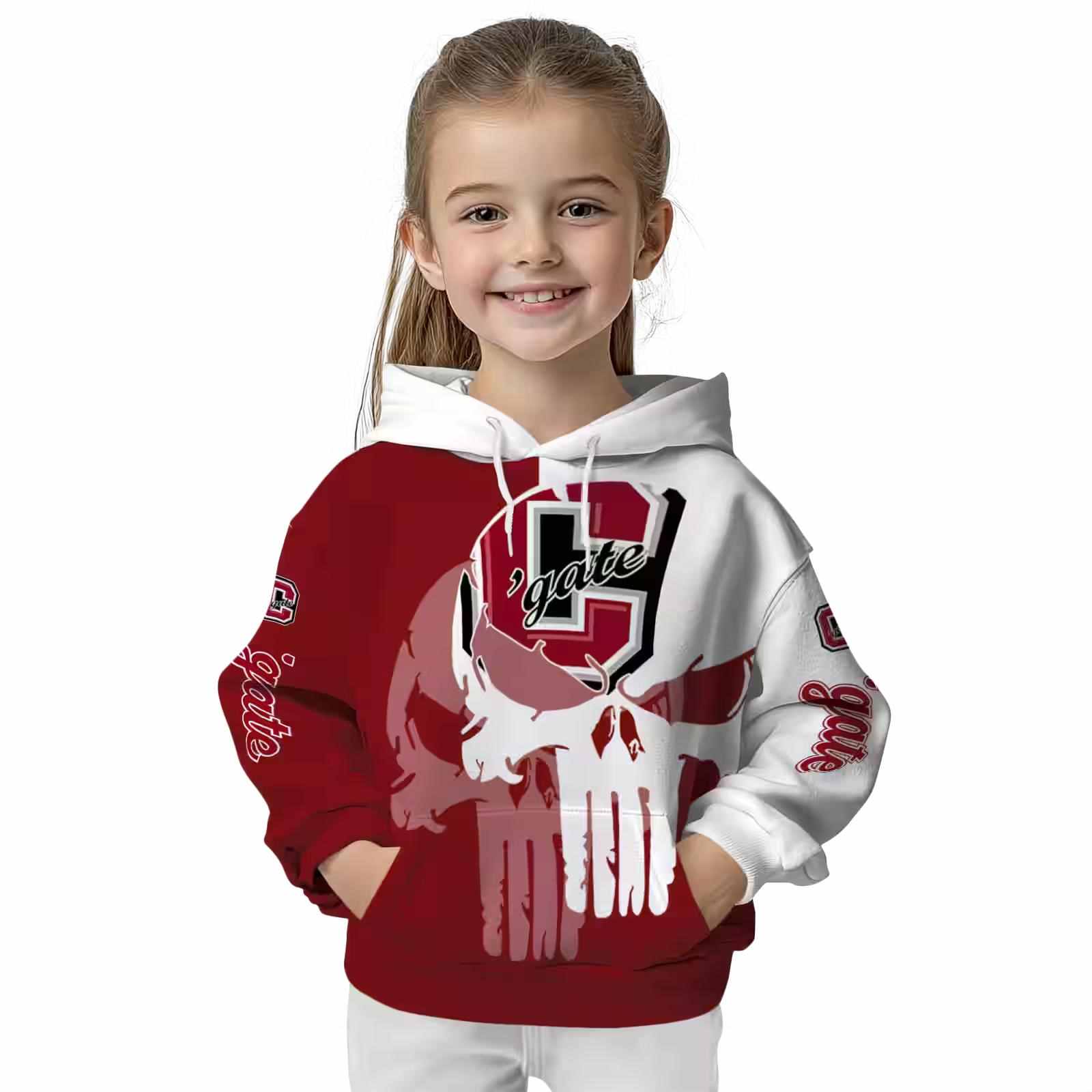 colgate raiders graphic punisher maroon white hoodie top rated