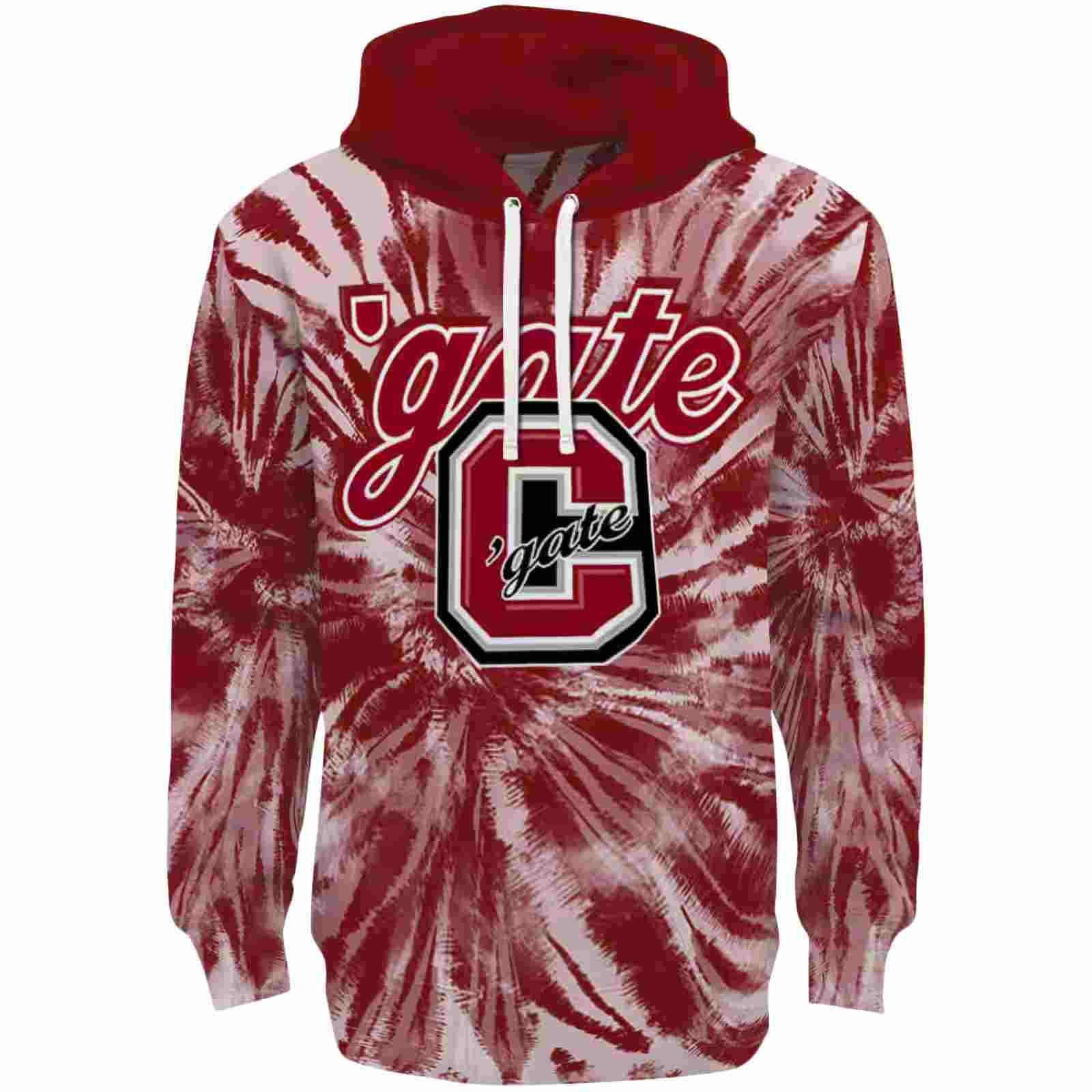 Colgate Raiders Tie Dye Pattern Maroon Hoodie