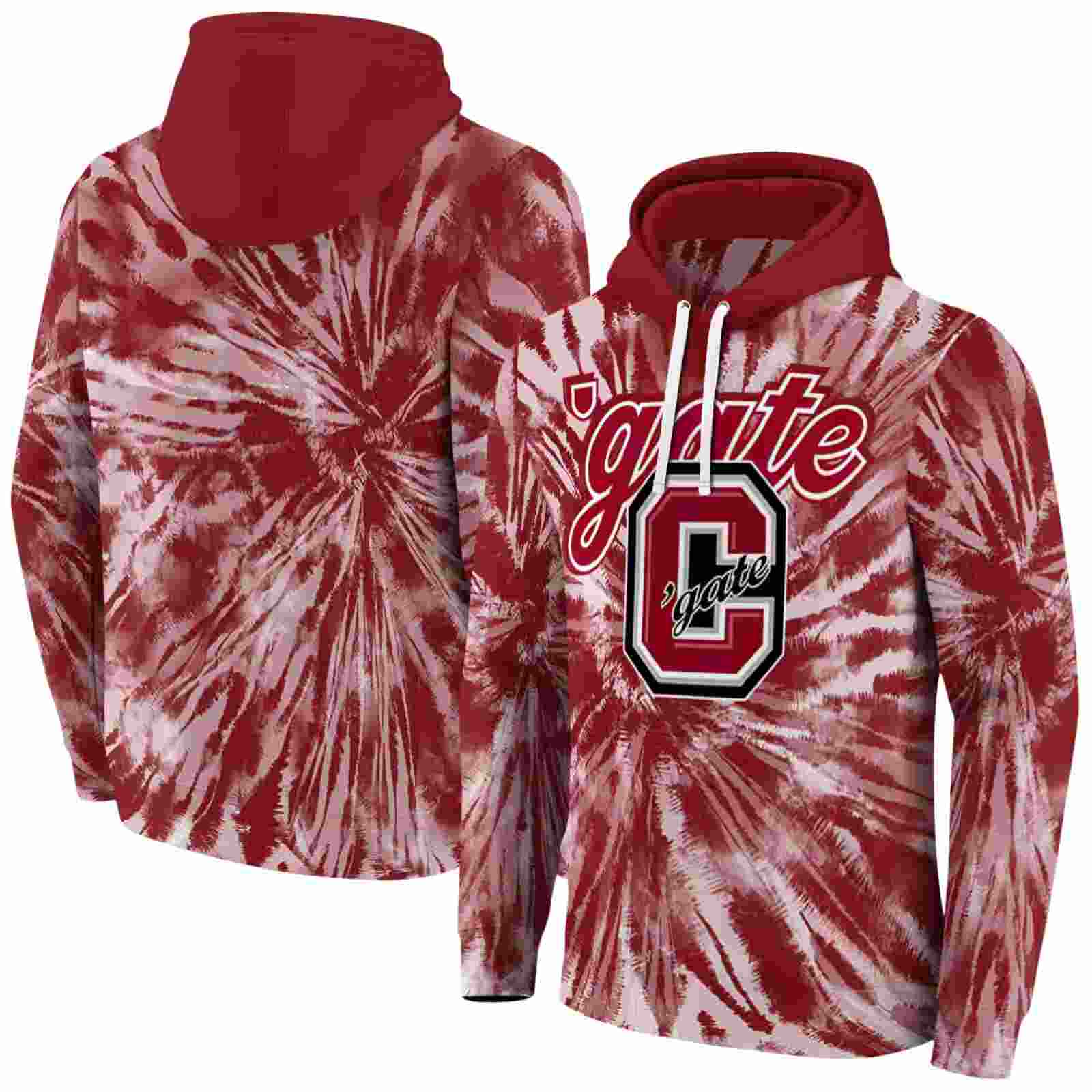 colgate raiders tie dye pattern maroon hoodie fashion forward