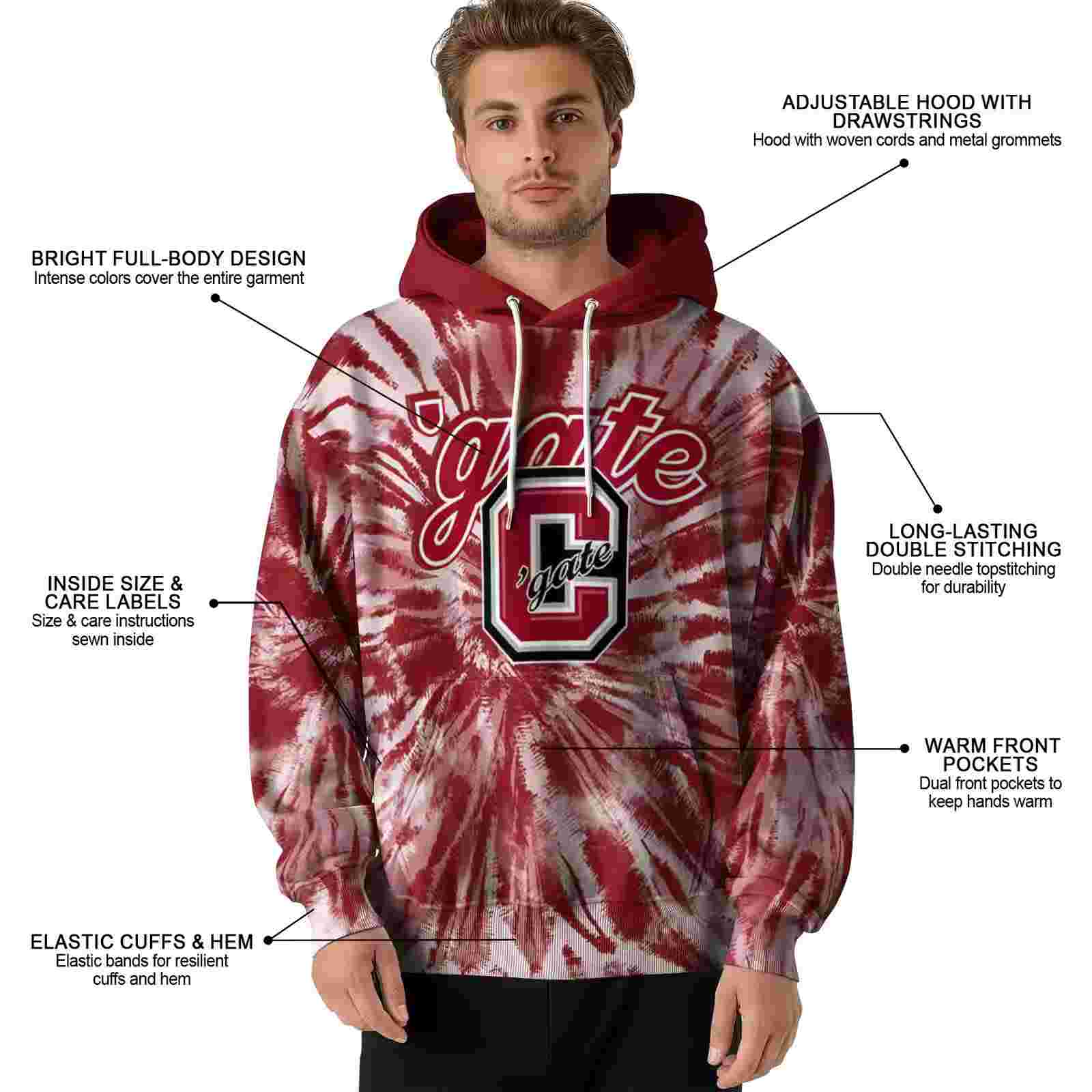 colgate raiders tie dye pattern maroon hoodie latest model