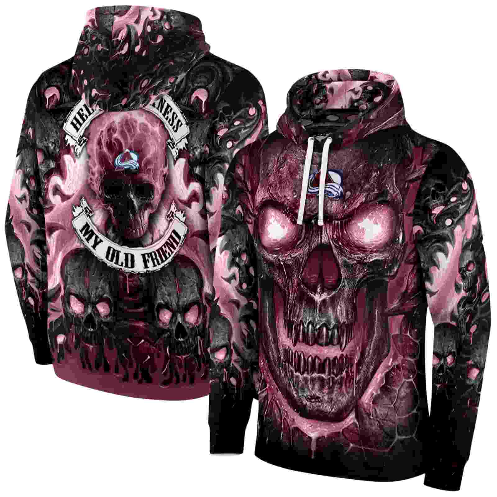 colorado avalanche demonic skull burgundy black hoodie fashion forward