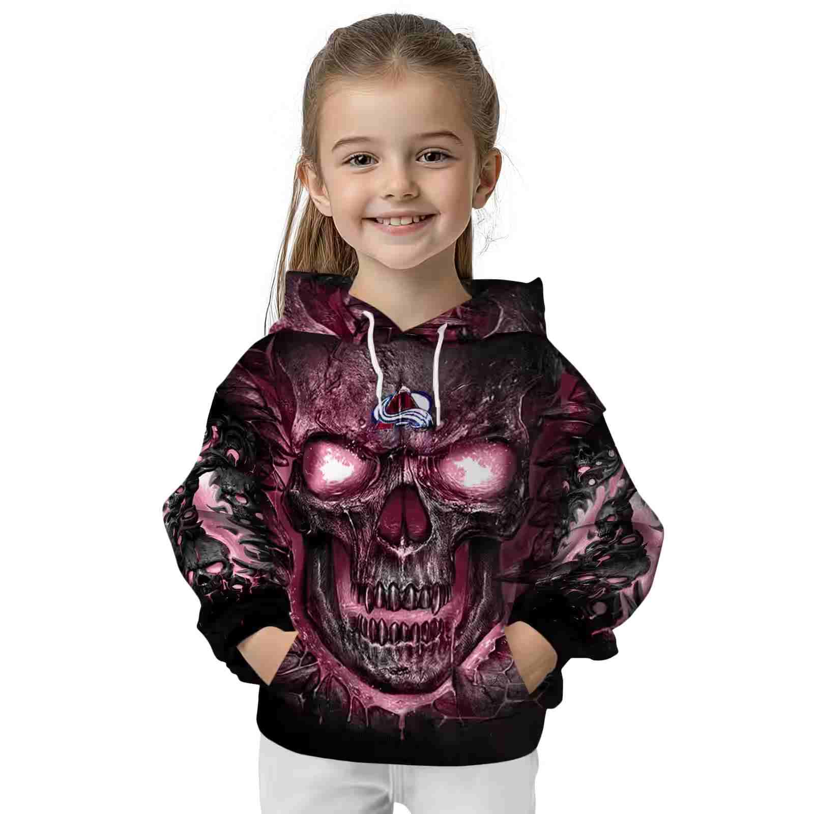 colorado avalanche demonic skull burgundy black hoodie top rated