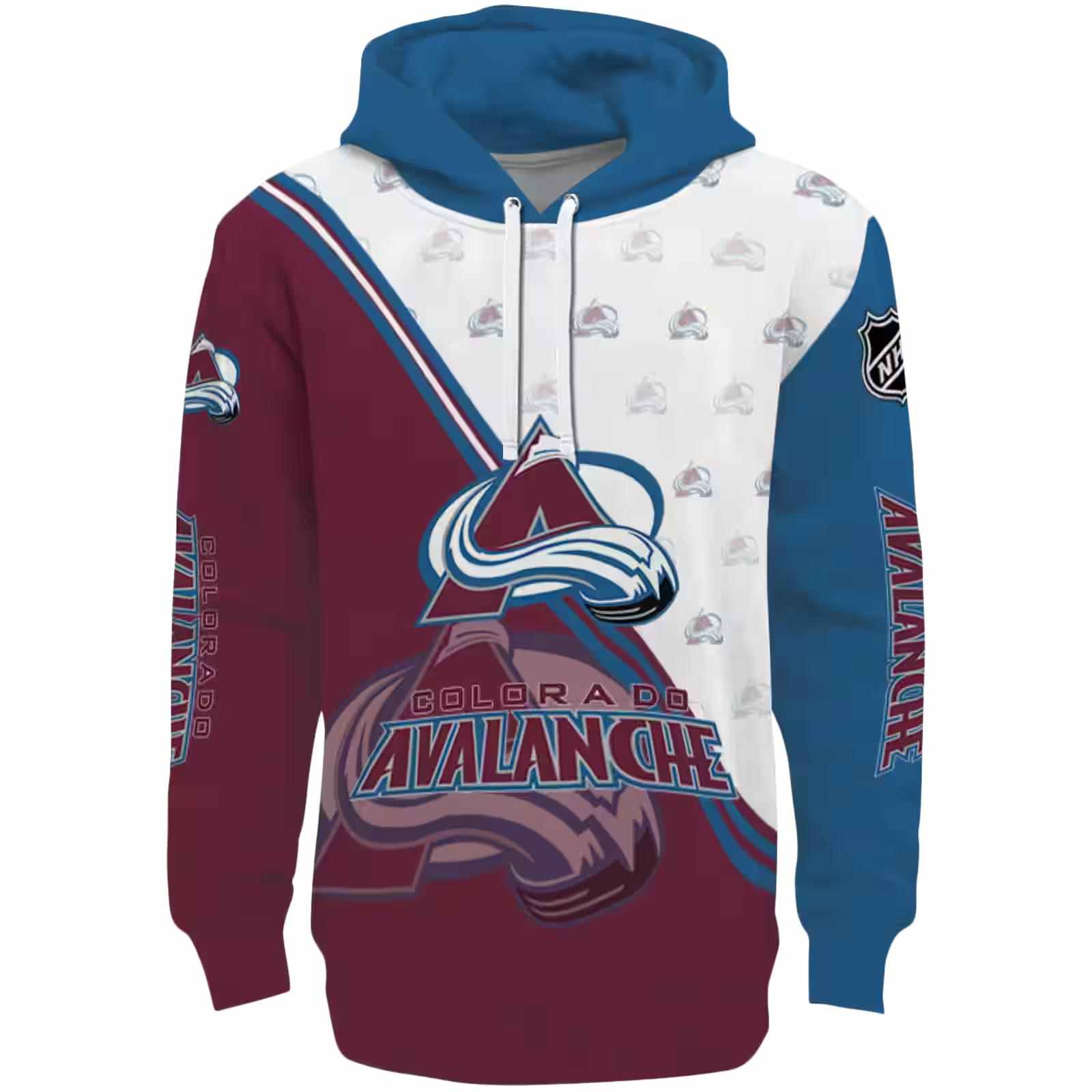 Colorado Avalanche Diagonal Stripe Burgundy White Hoodie