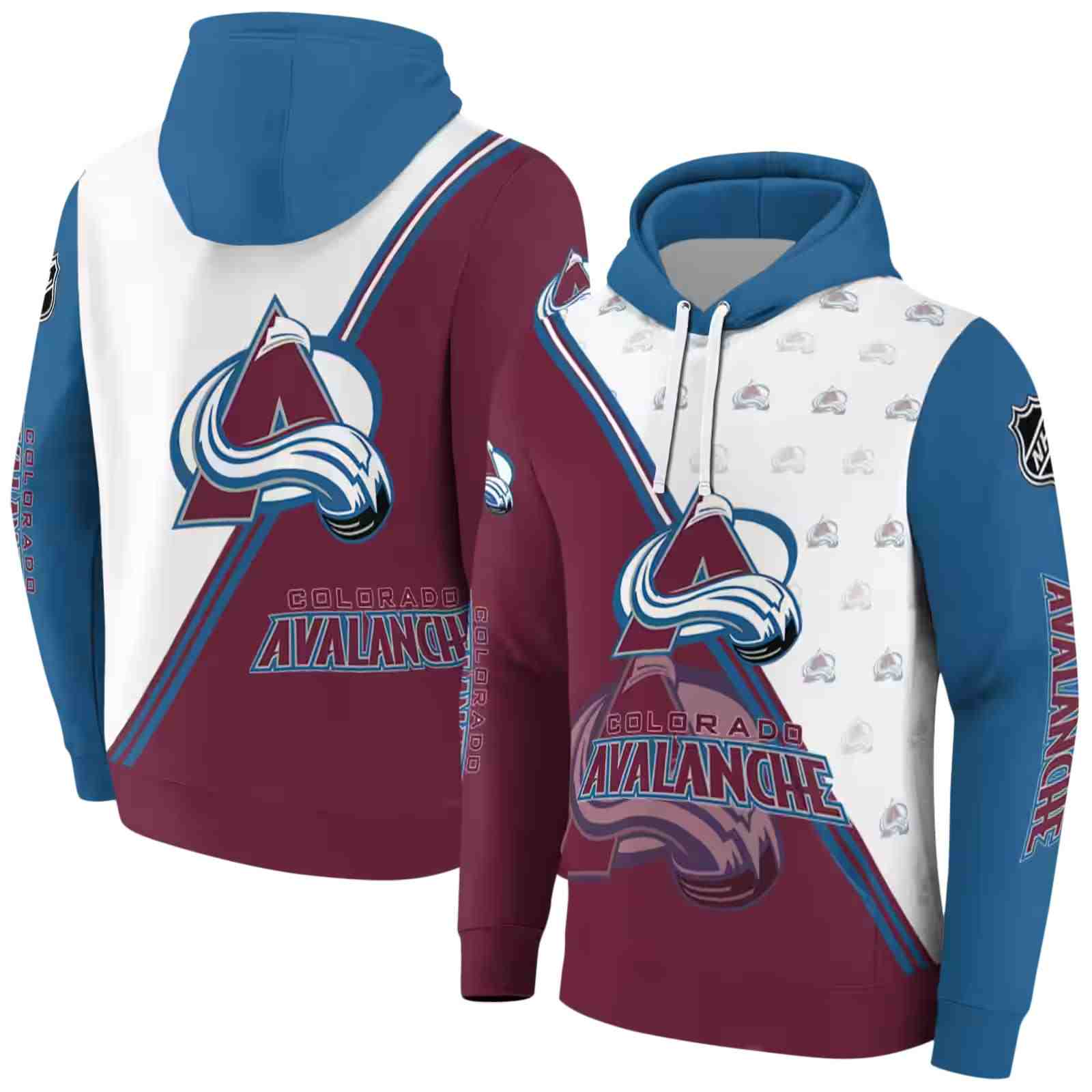 colorado avalanche diagonal stripe burgundy white hoodie fashion forward