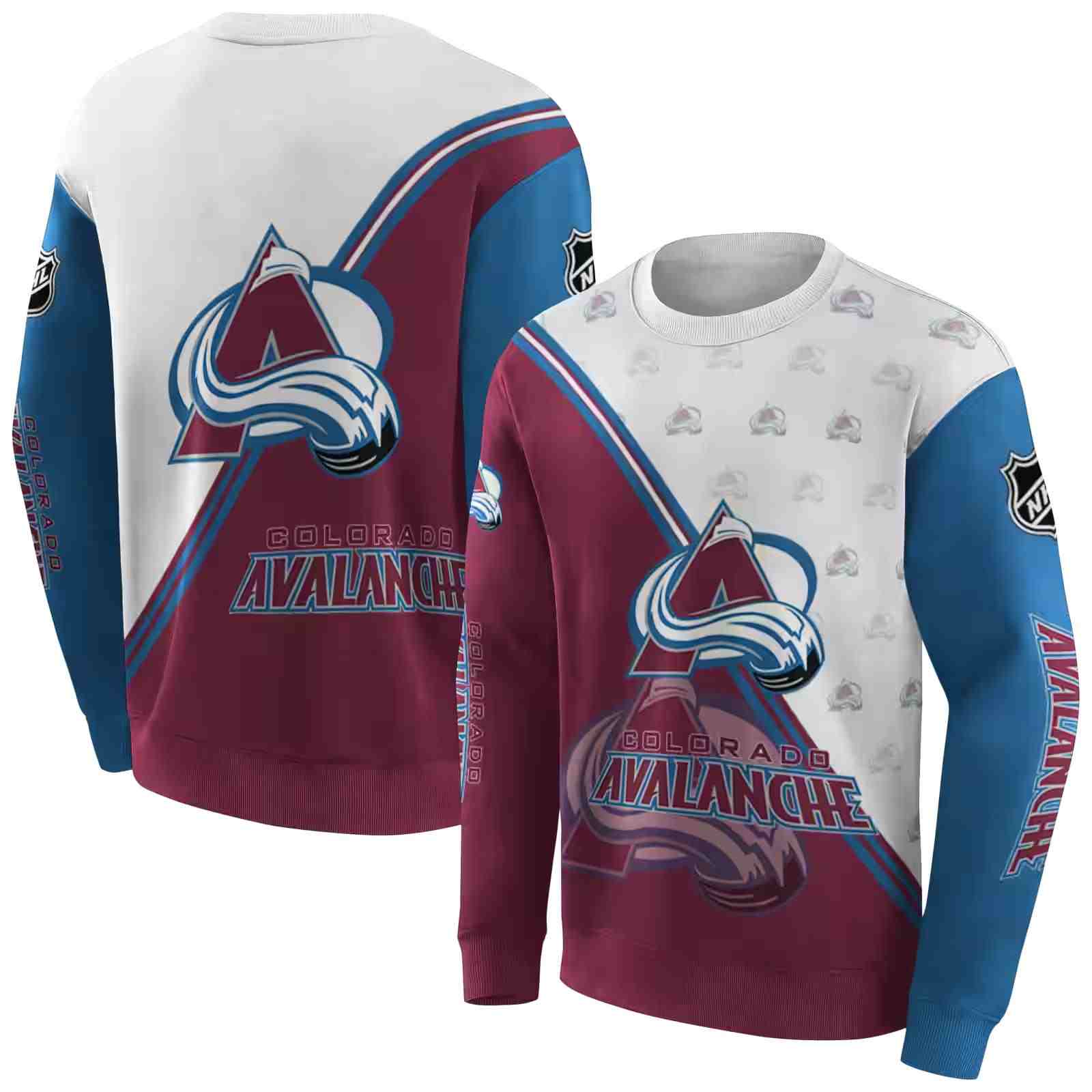 colorado avalanche diagonal stripe burgundy white hoodie premium grade