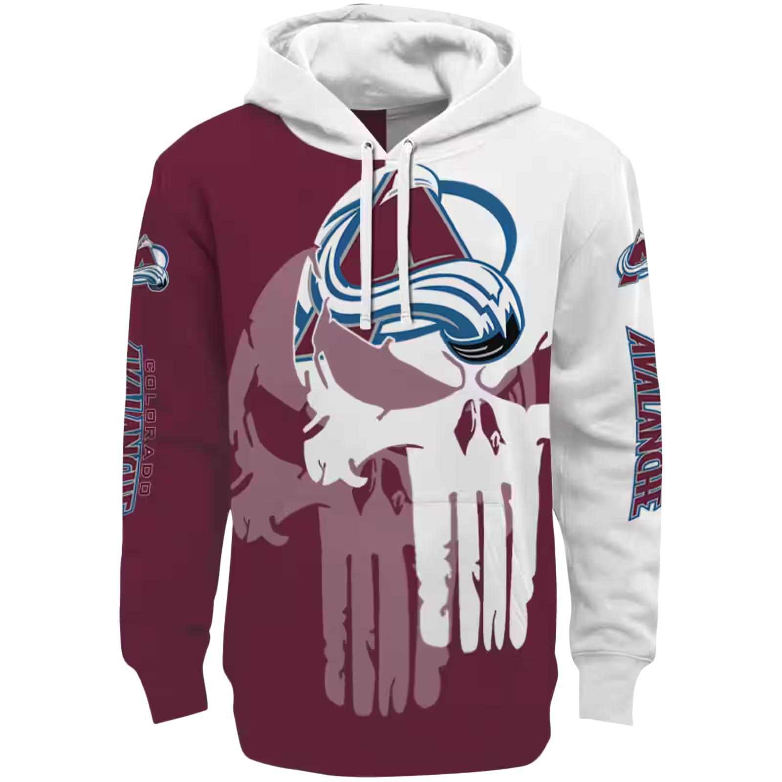 Colorado Avalanche Graphic Punisher Burgundy White Hoodie