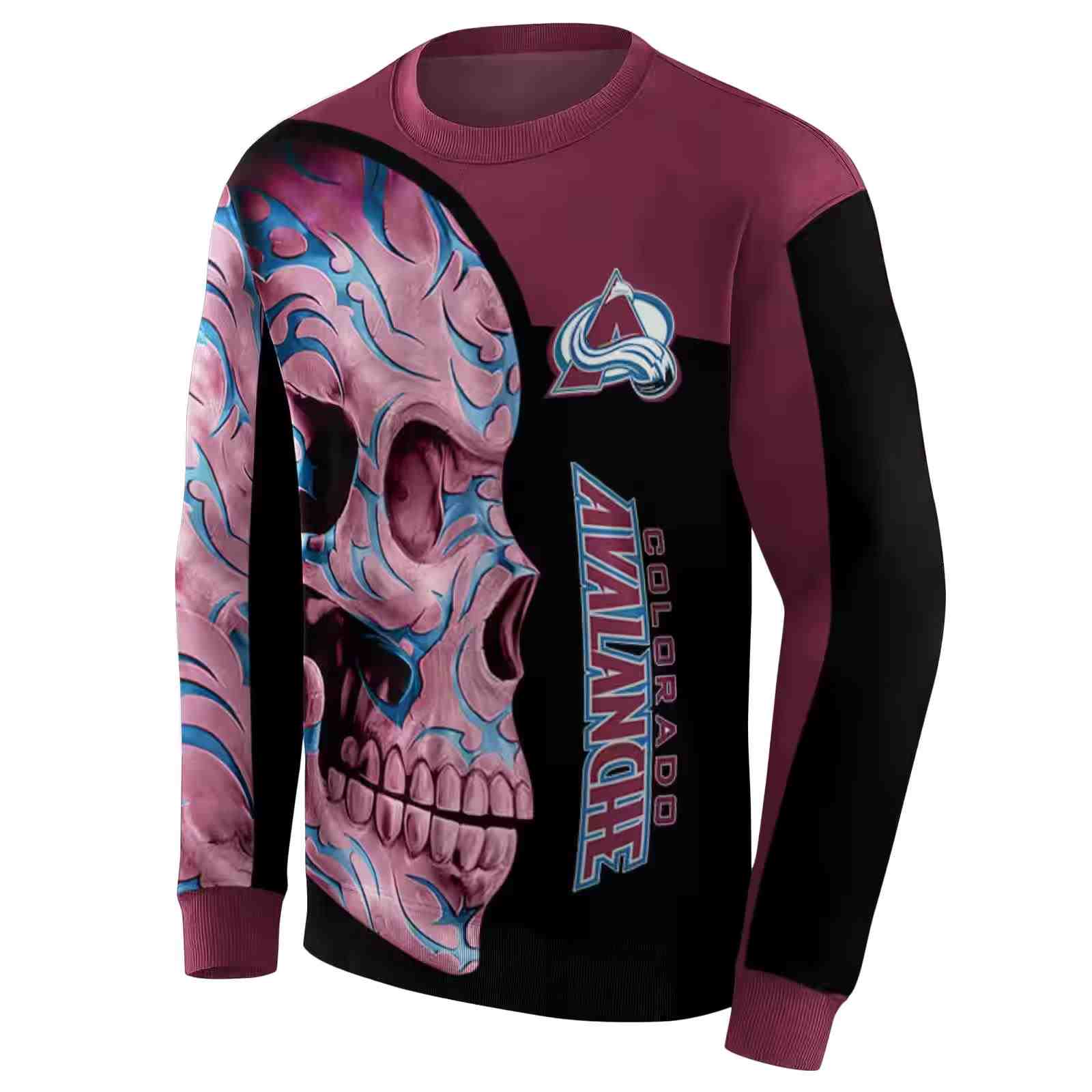 colorado avalanche skull motif burgundy black hoodie new arrival