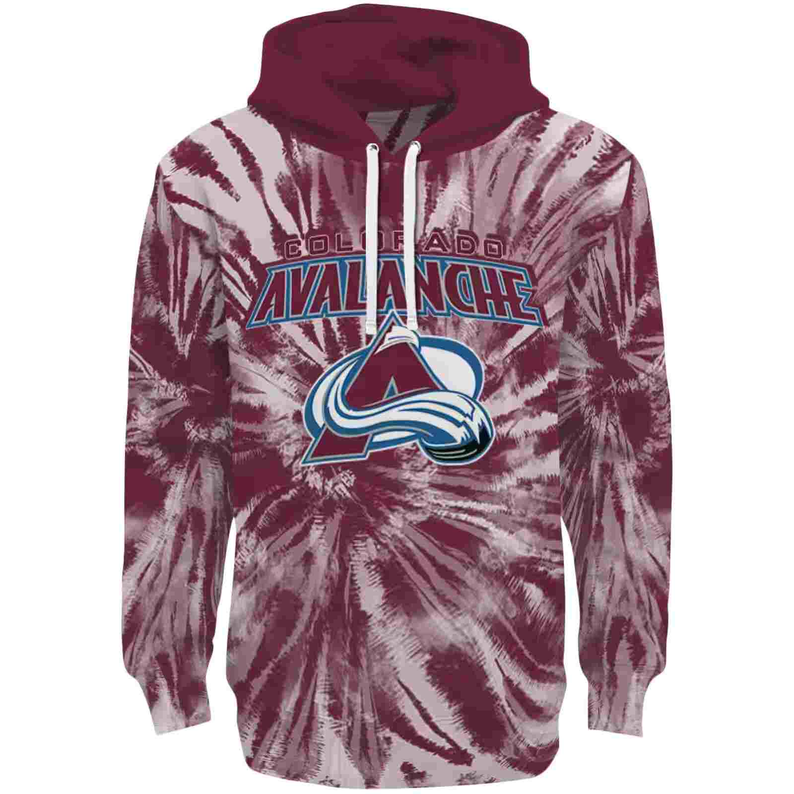 Colorado Avalanche Tie Dye Pattern Burgundy Hoodie