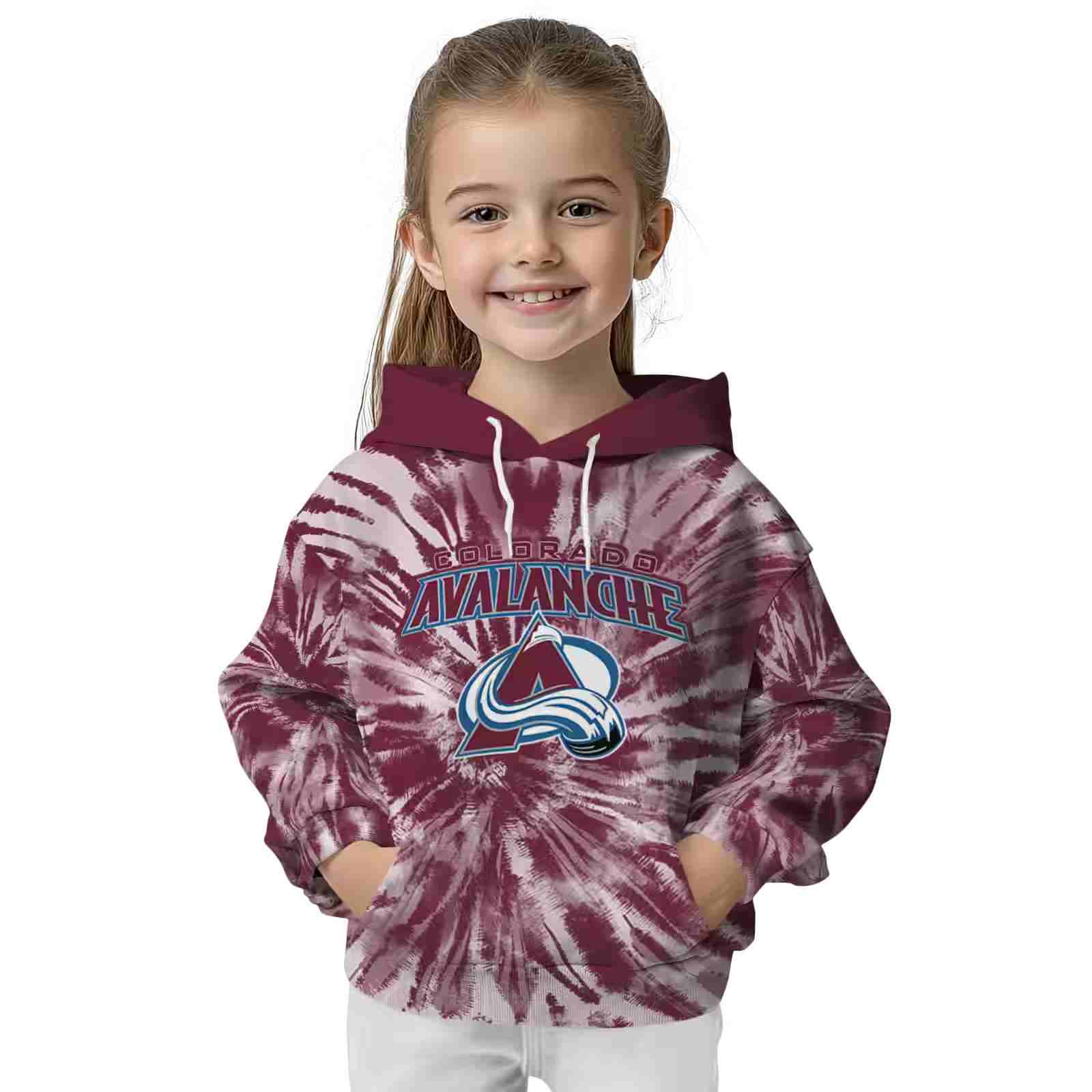 colorado avalanche tie dye pattern burgundy hoodie top rated