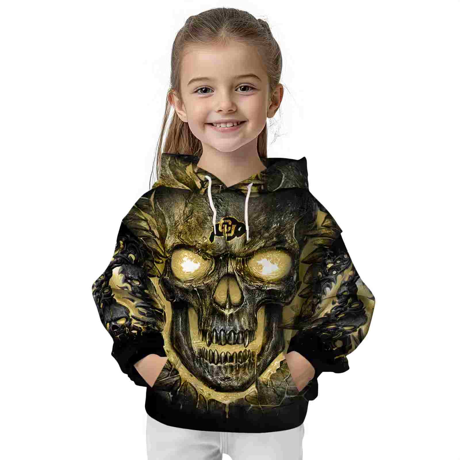 colorado buffaloes demonic skull gold black hoodie top rated