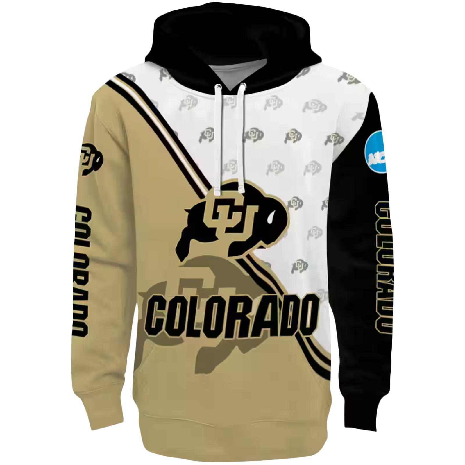 Colorado Buffaloes Diagonal Stripe Gold White Hoodie