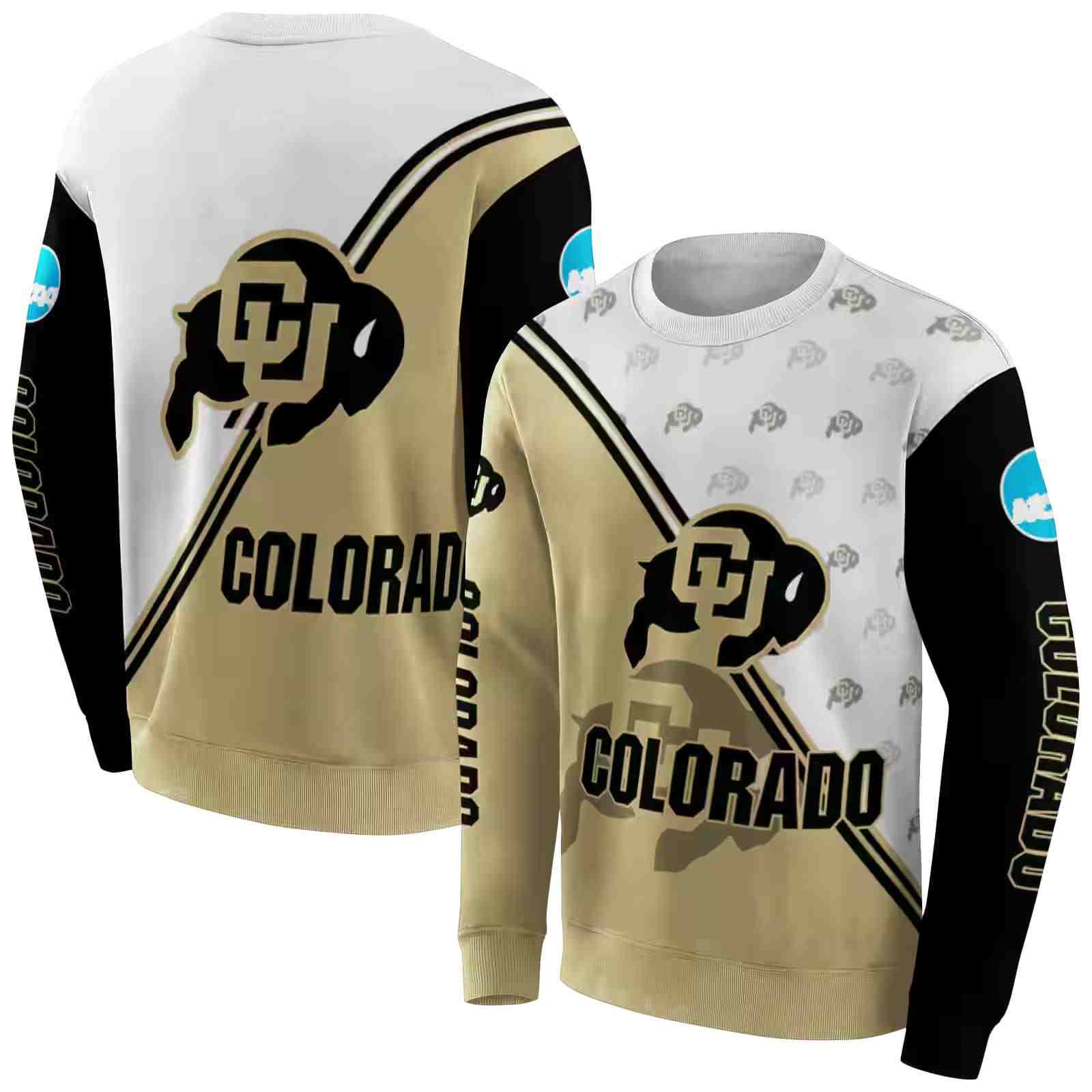 colorado buffaloes diagonal stripe gold white hoodie premium grade