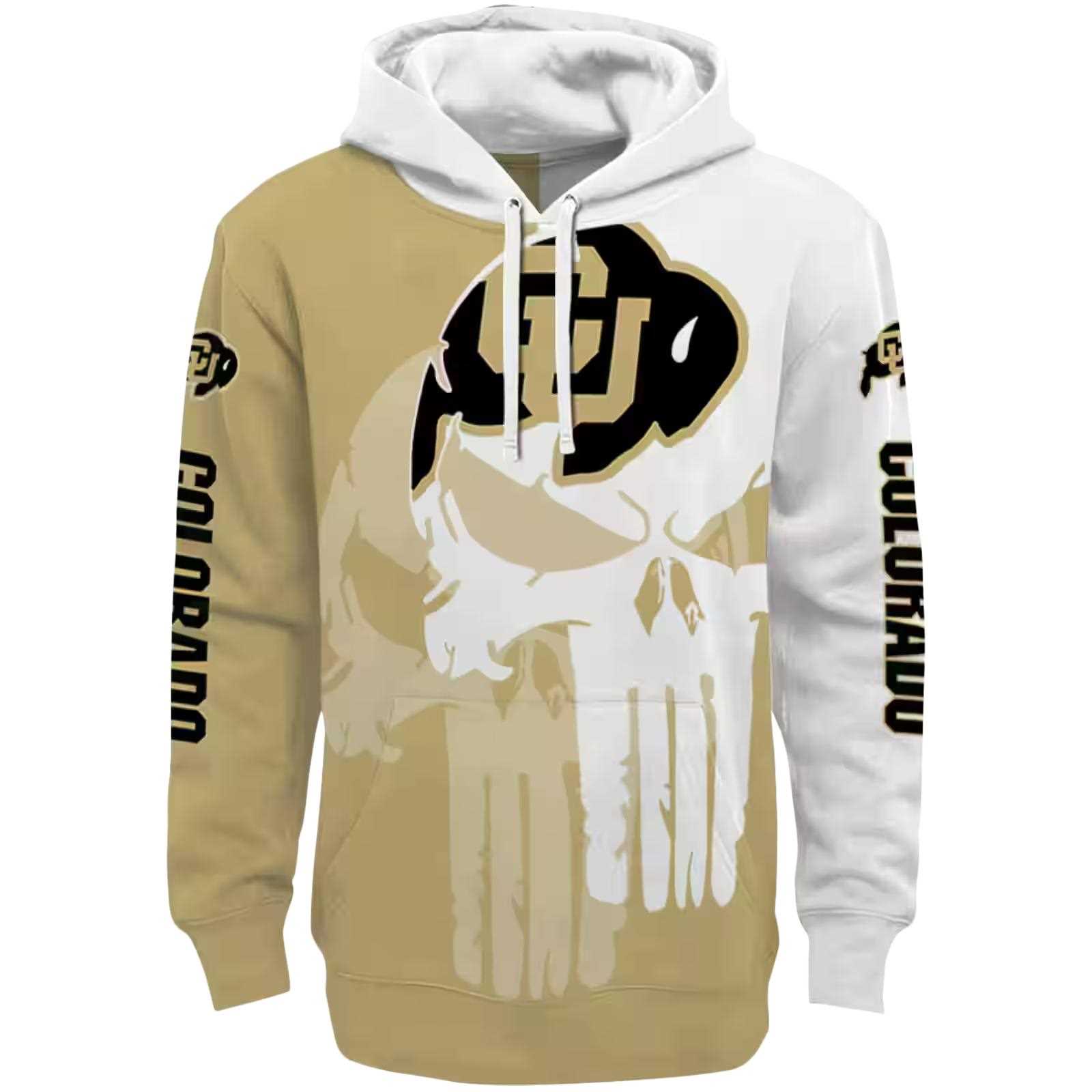 Colorado Buffaloes Graphic Punisher Gold White Hoodie