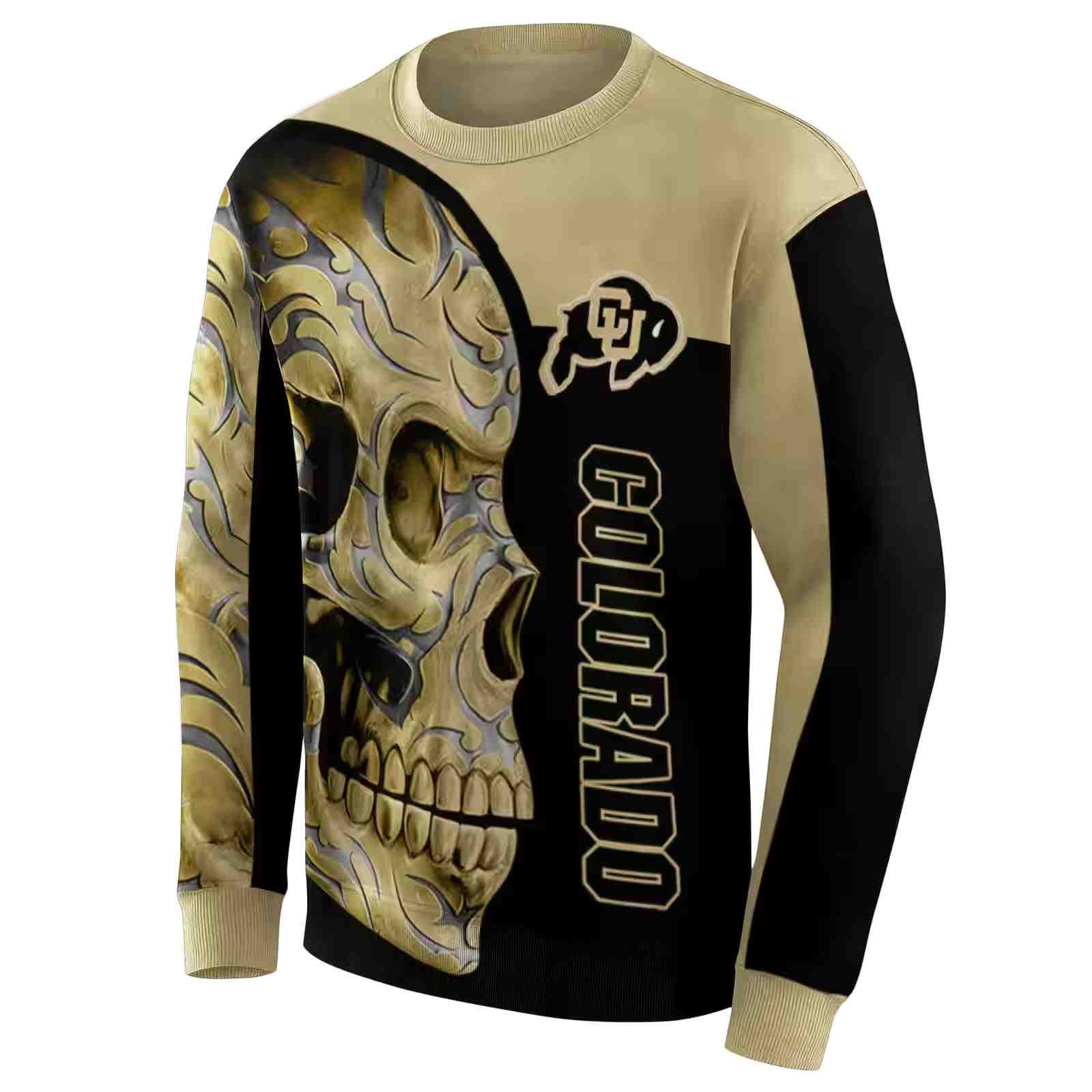 colorado buffaloes skull motif gold black hoodie new arrival