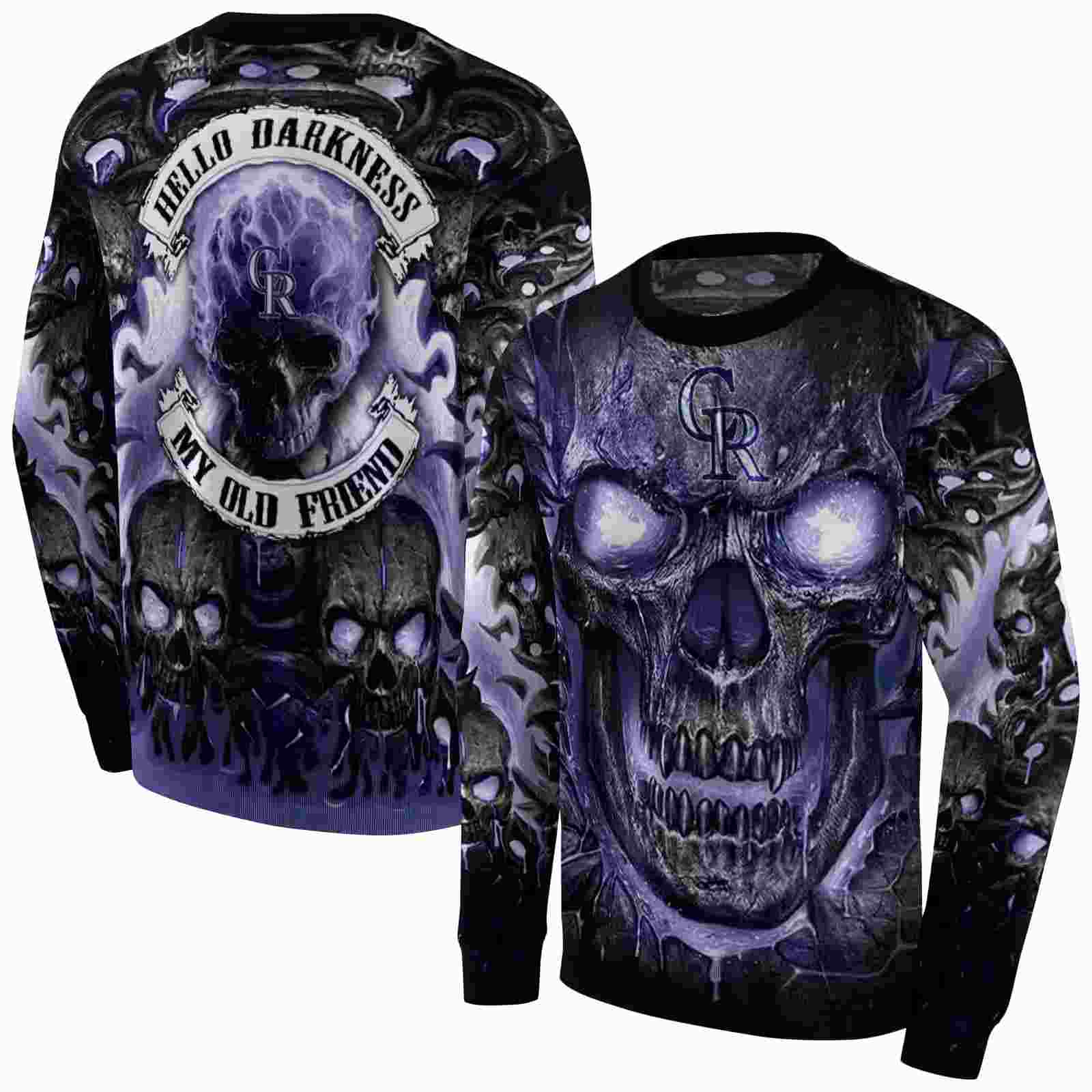 colorado rockies demonic skull blue black hoodie premium grade