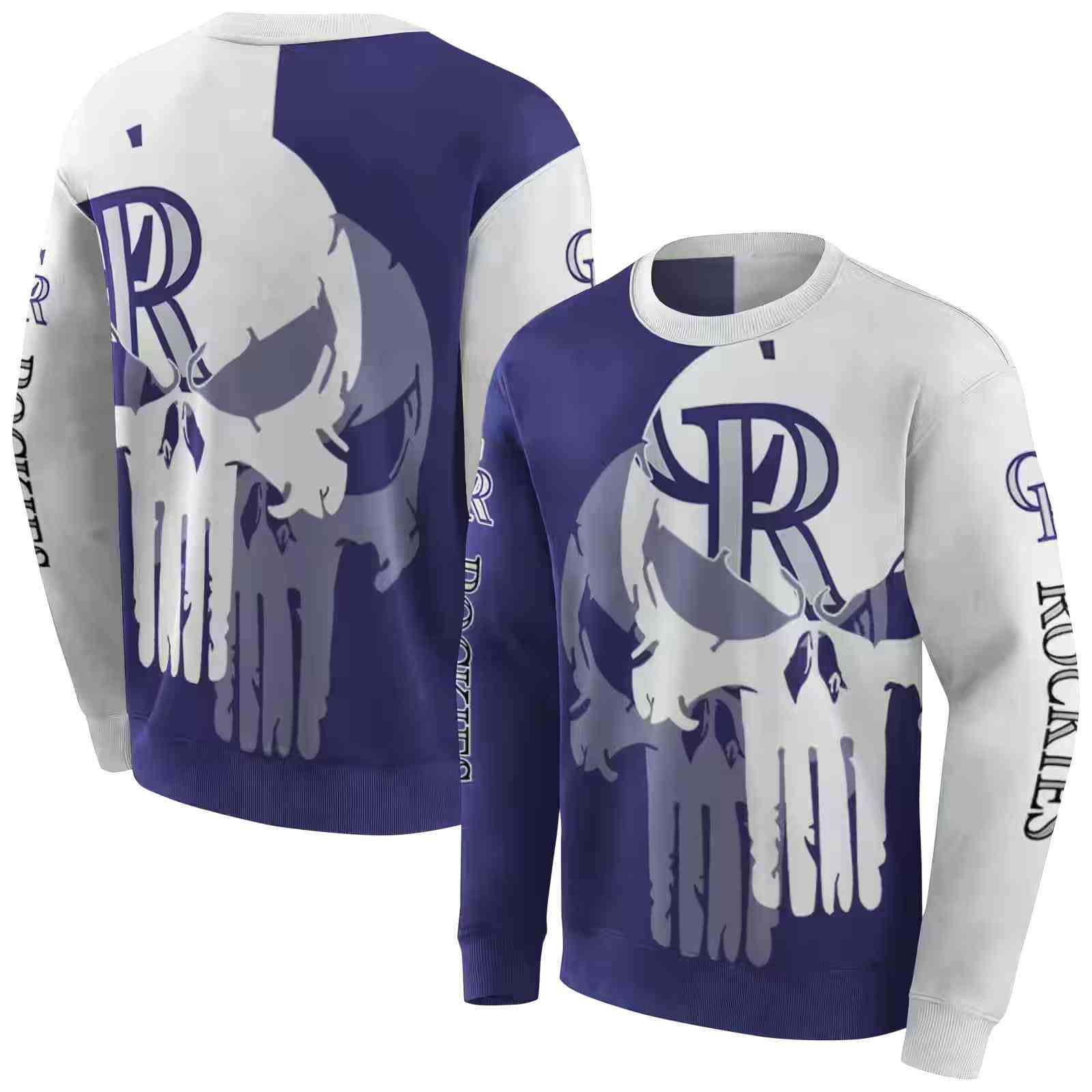 colorado rockies graphic punisher blue white hoodie premium grade