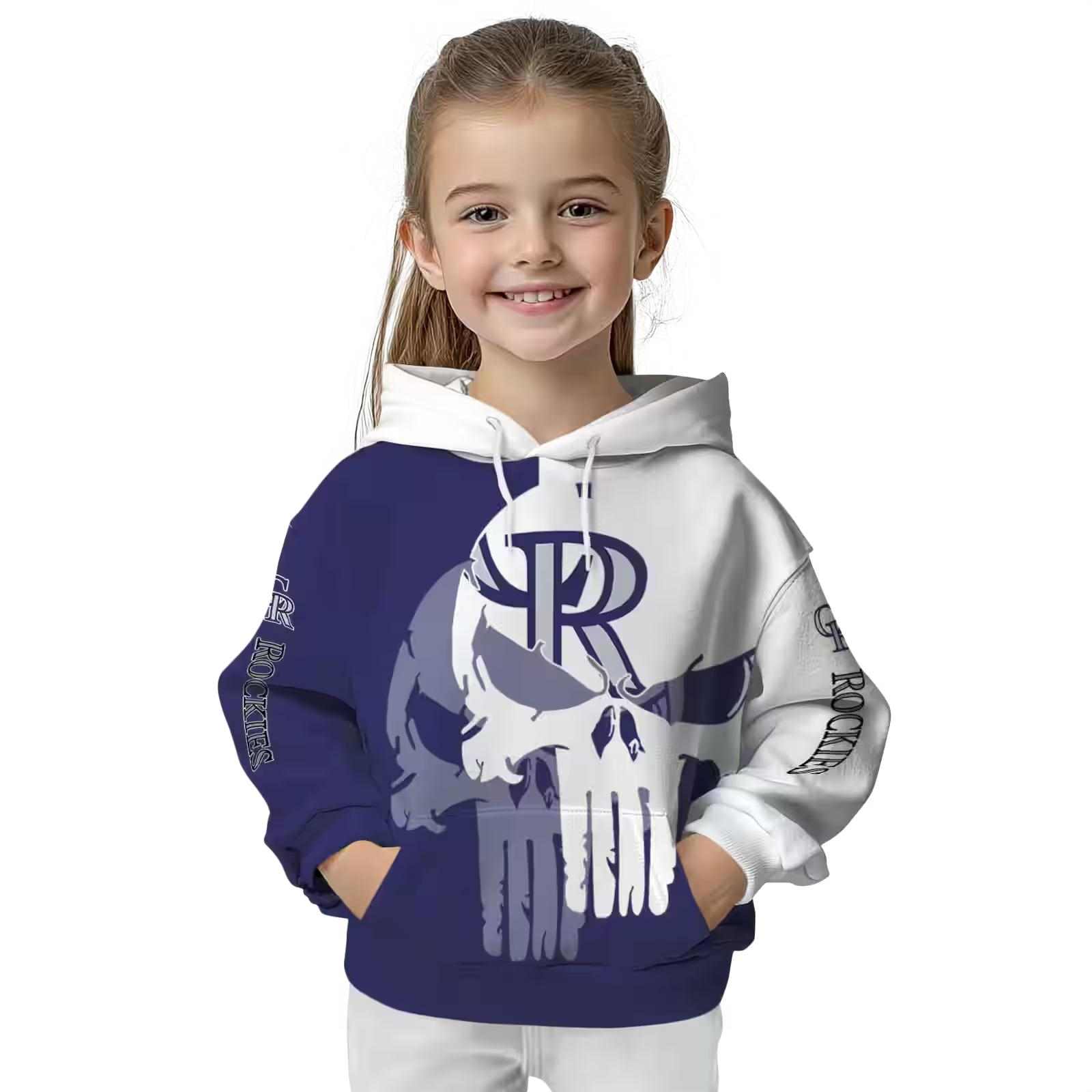 colorado rockies graphic punisher blue white hoodie top rated