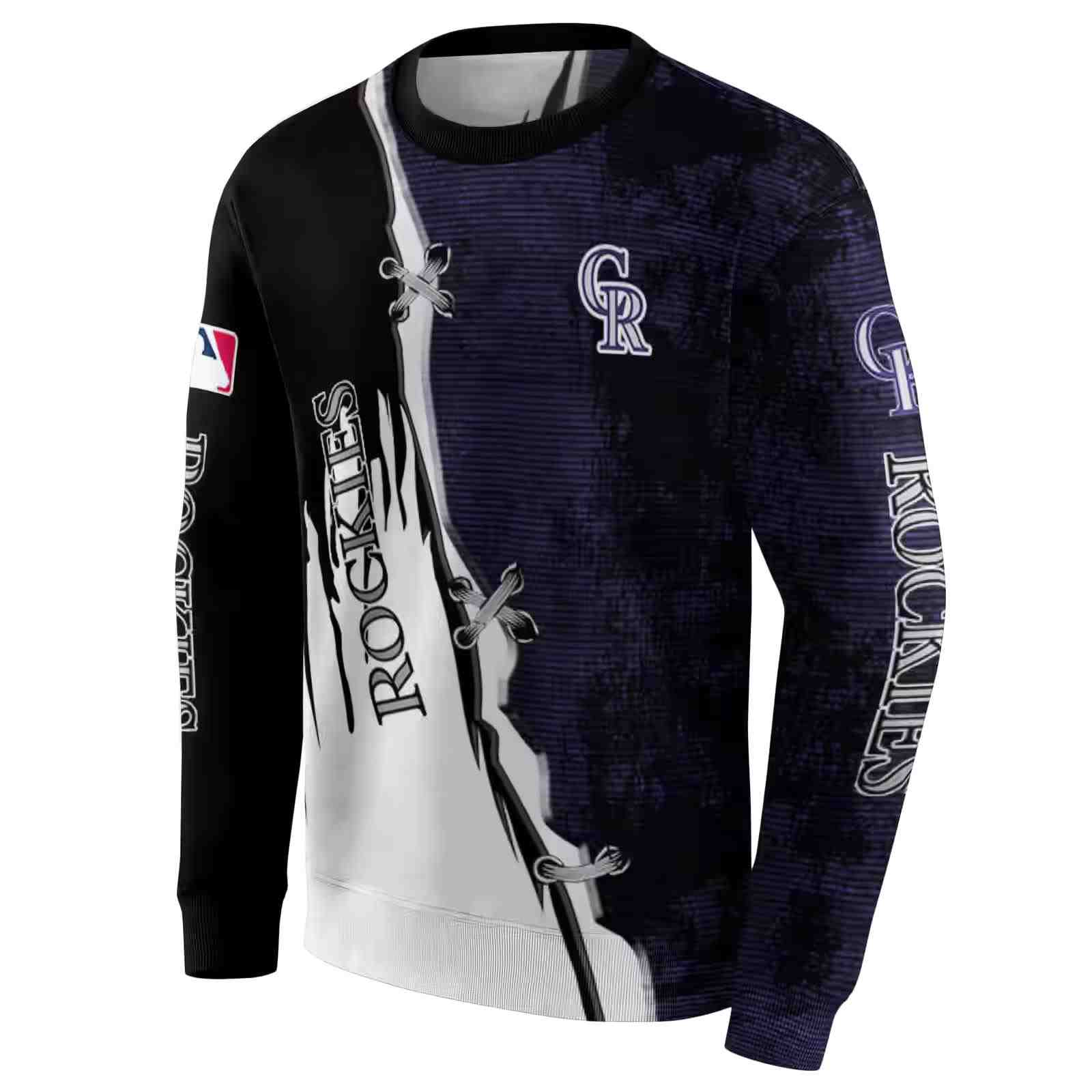 colorado rockies ripped pattern blue black white hoodie new arrival