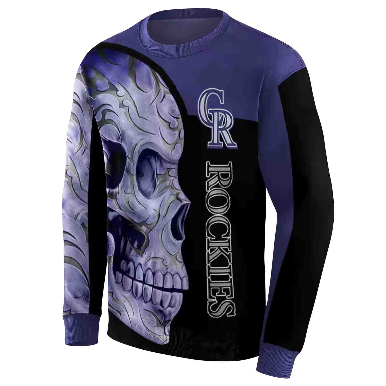 colorado rockies skull motif blue black hoodie new arrival