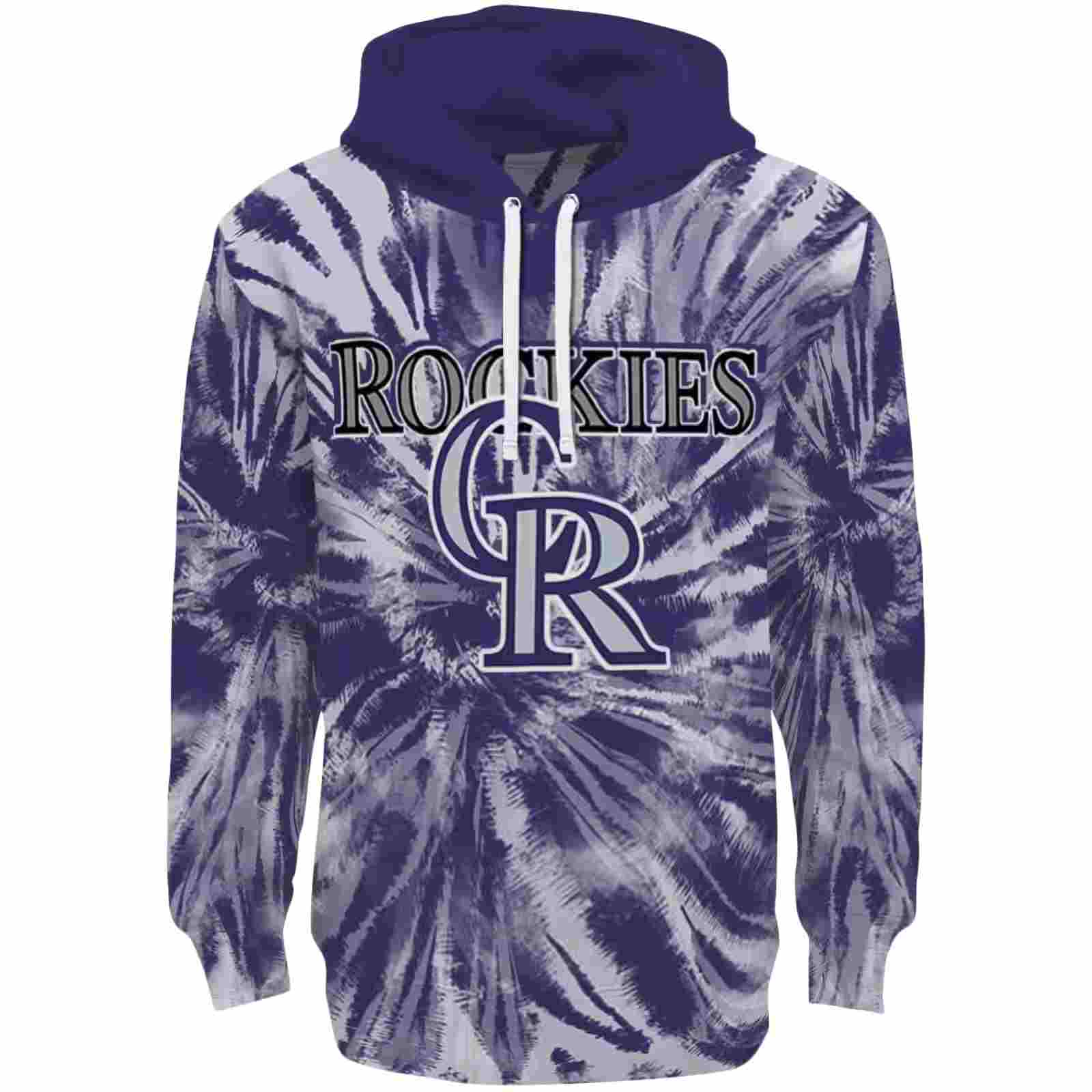 Colorado Rockies Tie Dye Pattern Blue Hoodie