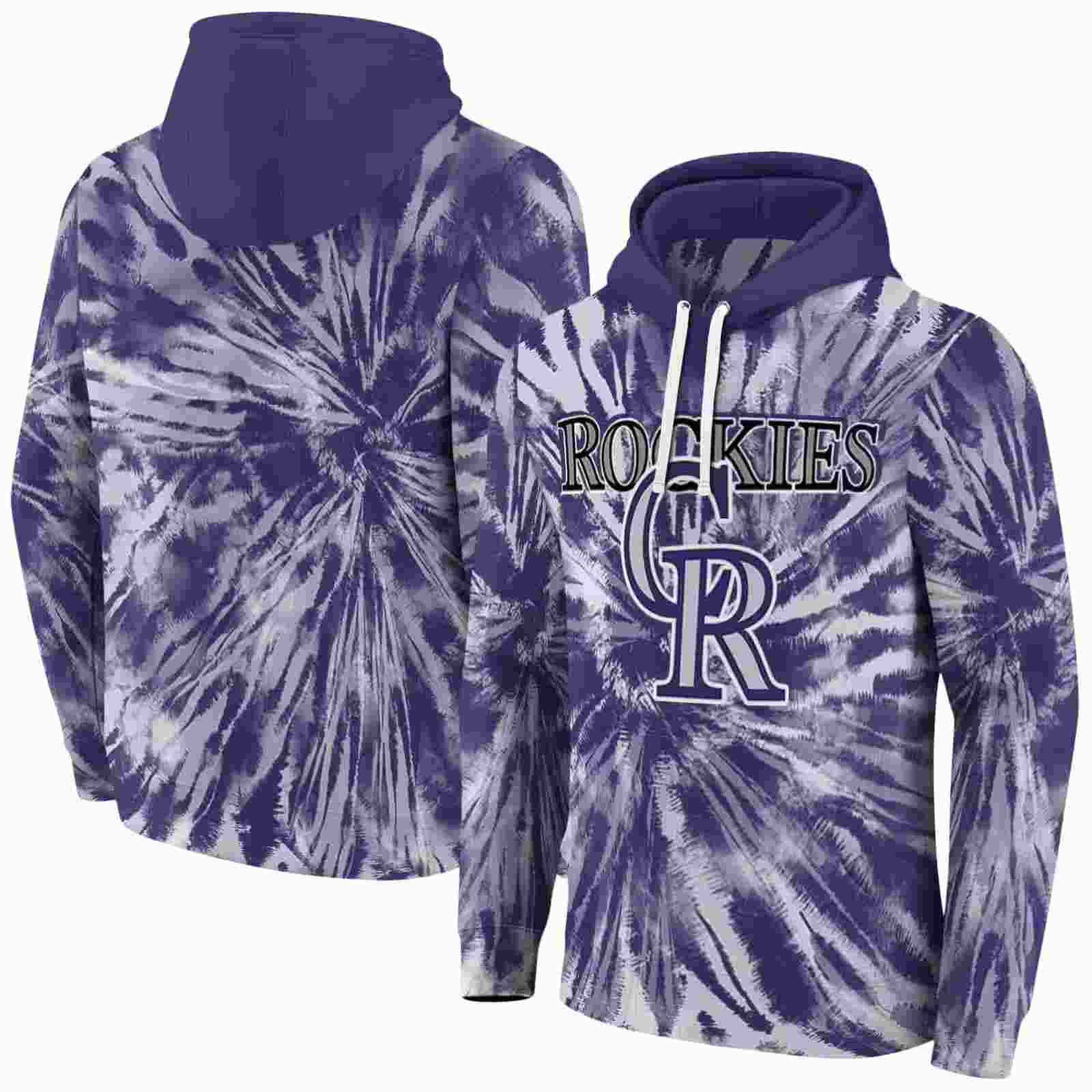 colorado rockies tie dye pattern blue hoodie fashion forward