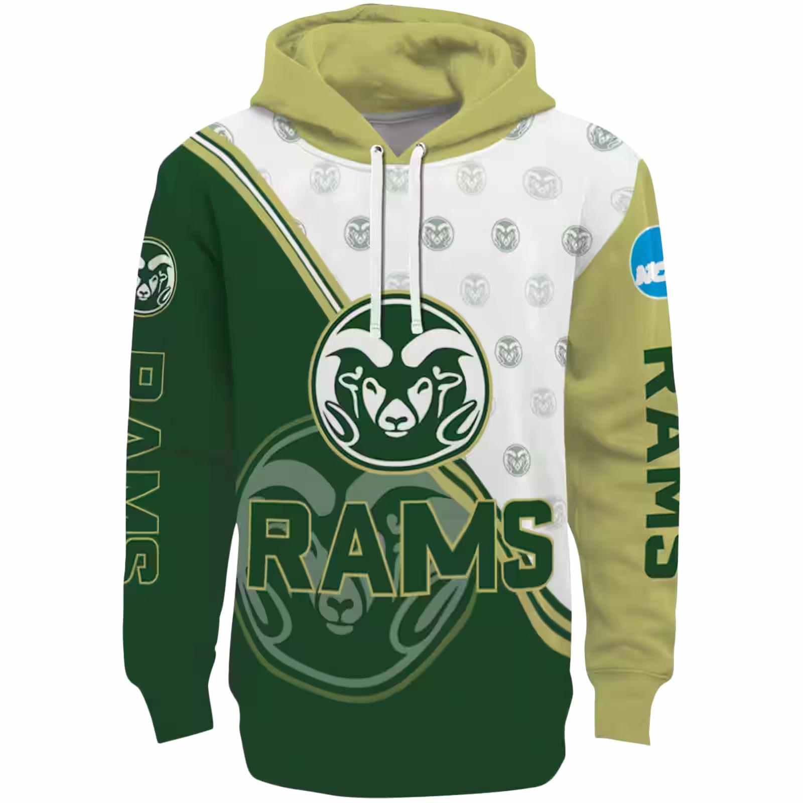 Colorado State Rams Diagonal Stripe Green White Hoodie