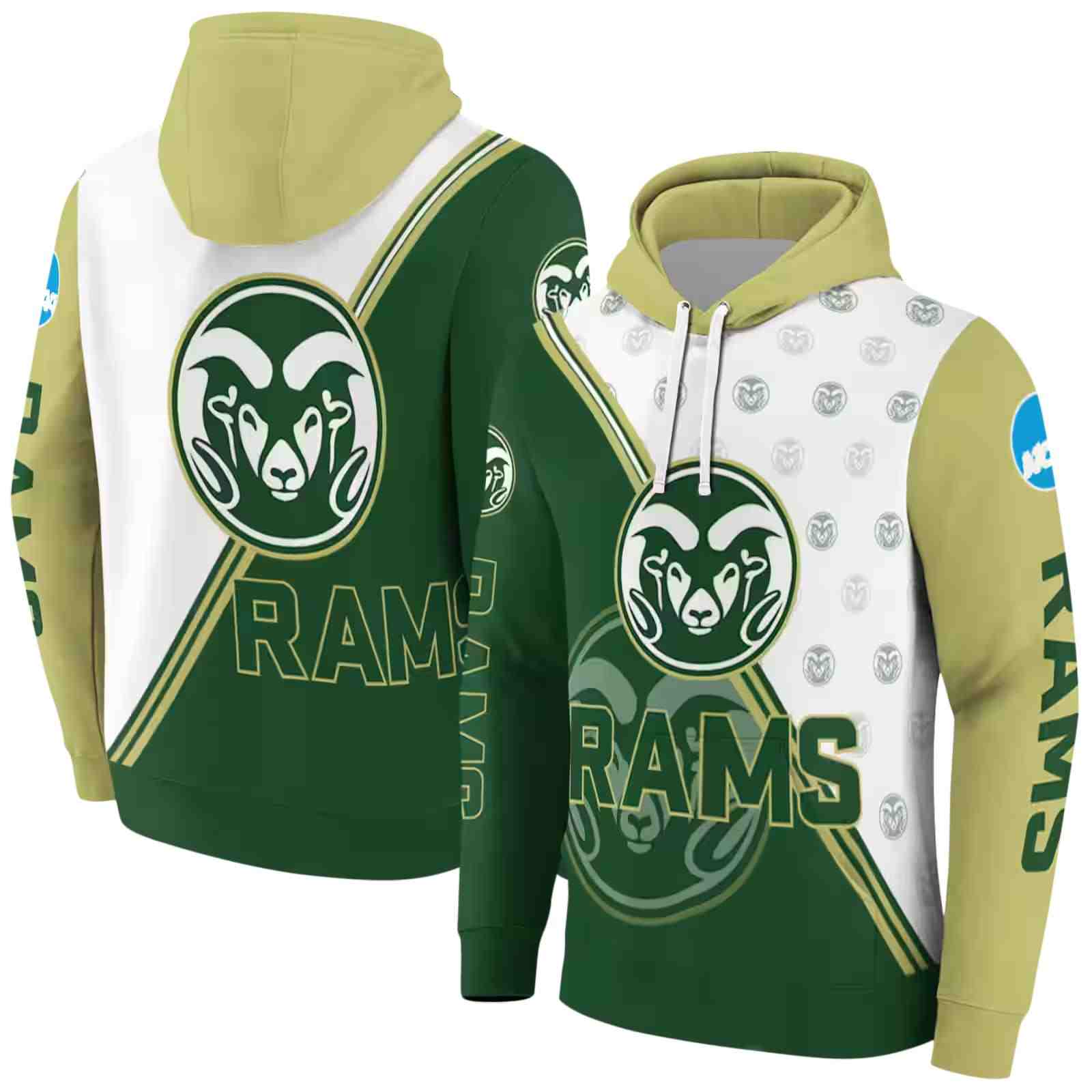 colorado state rams diagonal stripe green white hoodie fashion forward