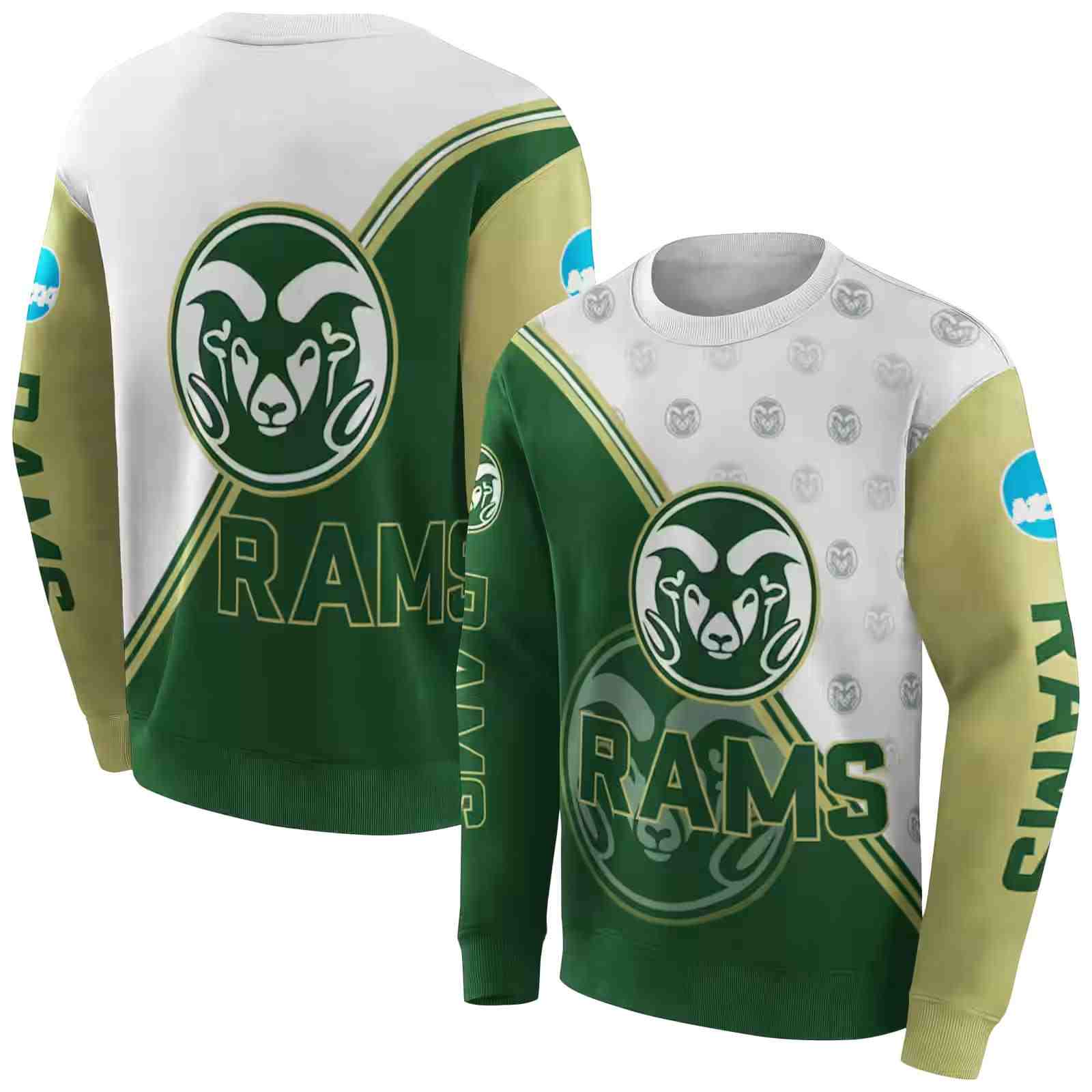 colorado state rams diagonal stripe green white hoodie premium grade