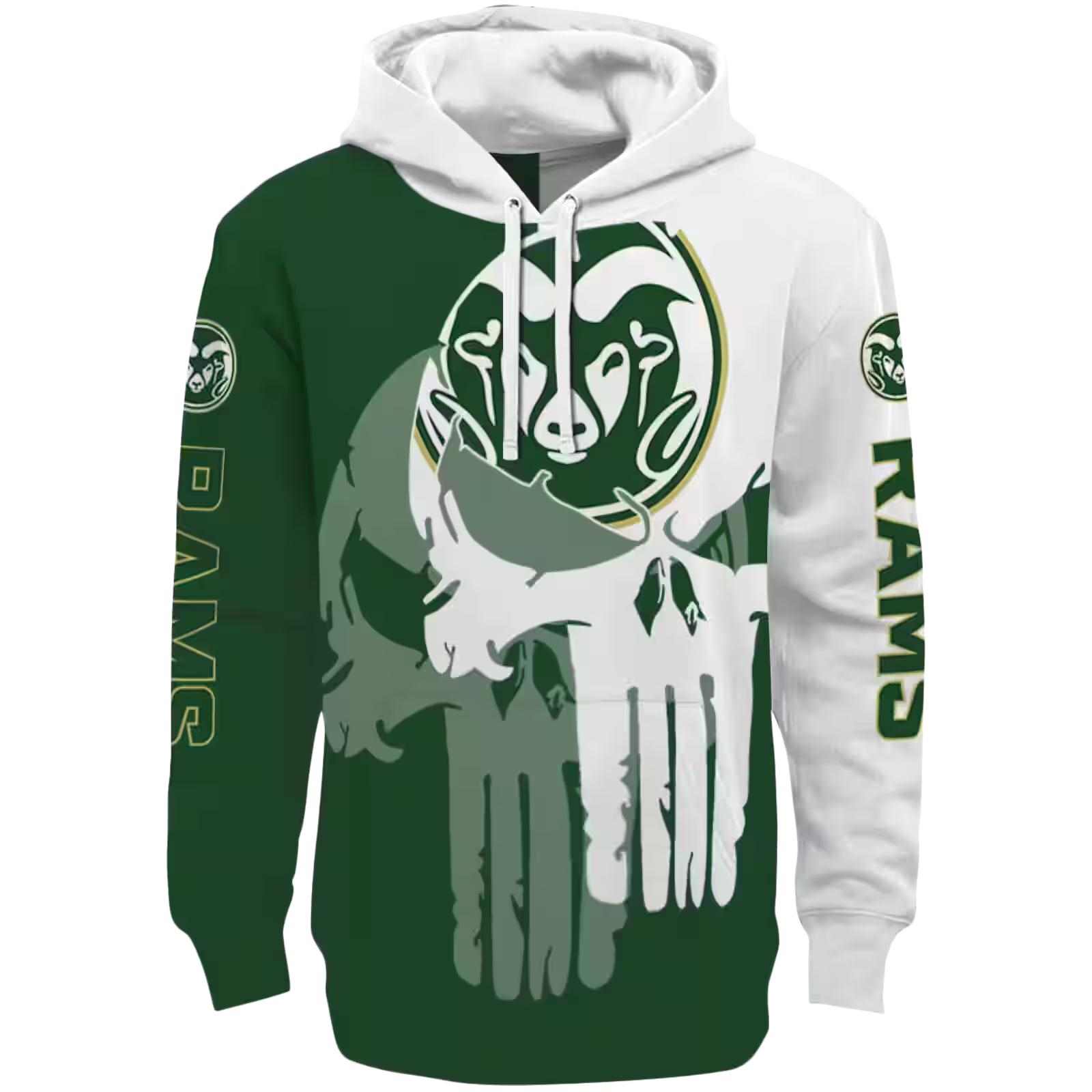 Colorado State Rams Graphic Punisher Green White Hoodie