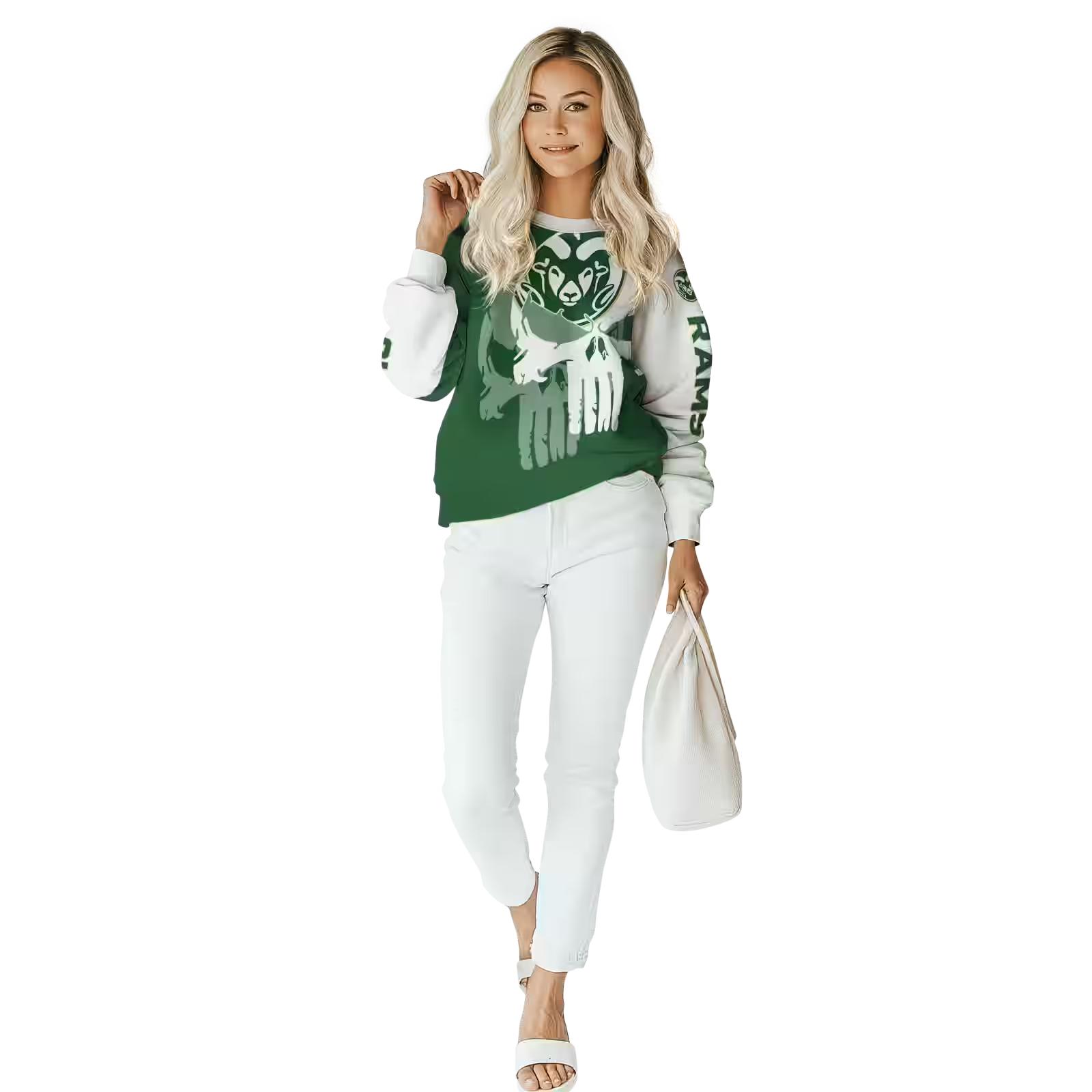 colorado state rams graphic punisher green white hoodie trendy