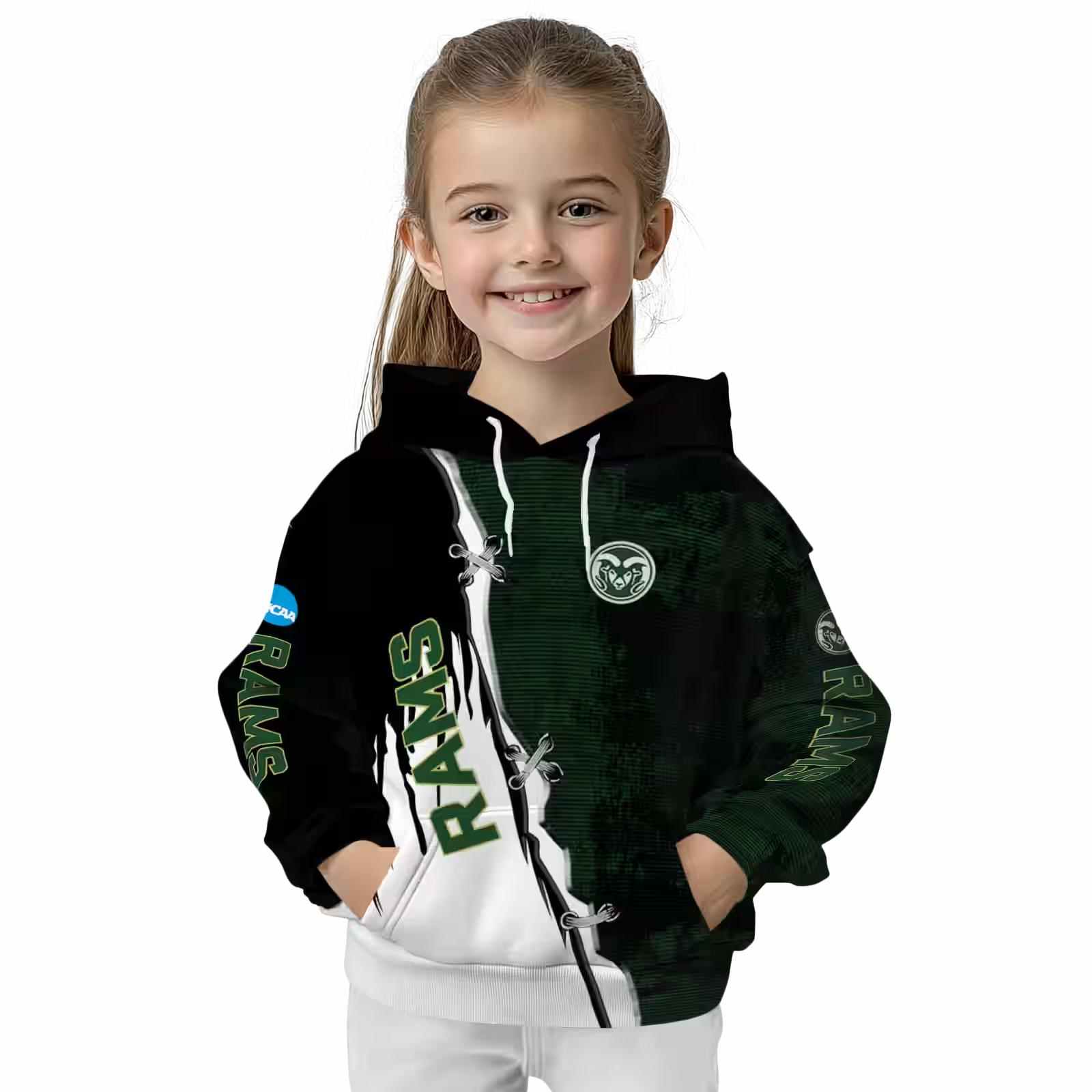 colorado state rams ripped pattern green black white hoodie top rated