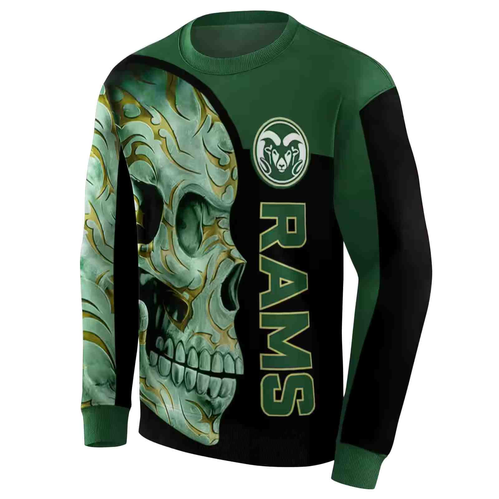 colorado state rams skull motif green black hoodie new arrival