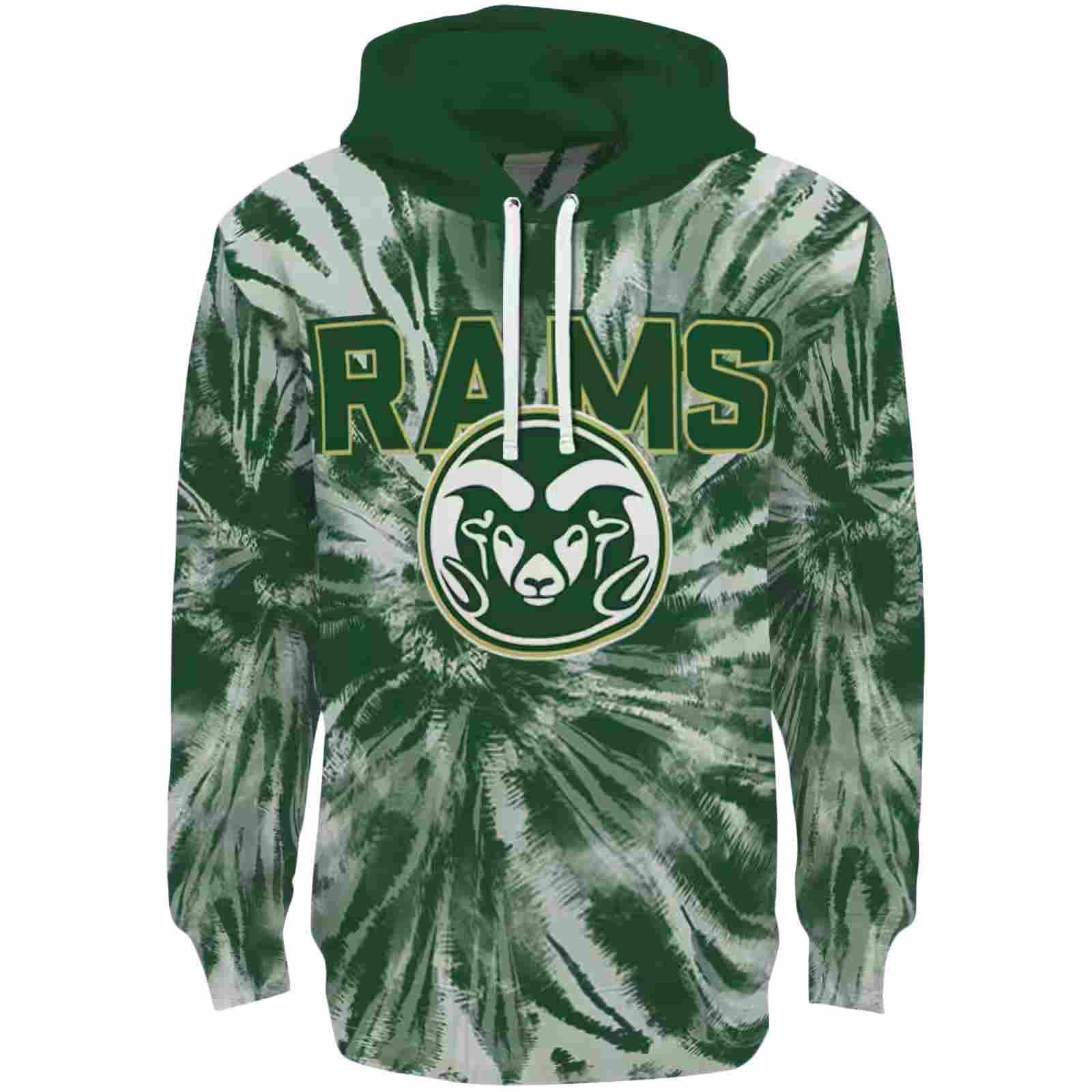 Colorado State Rams Tie Dye Pattern Green Hoodie