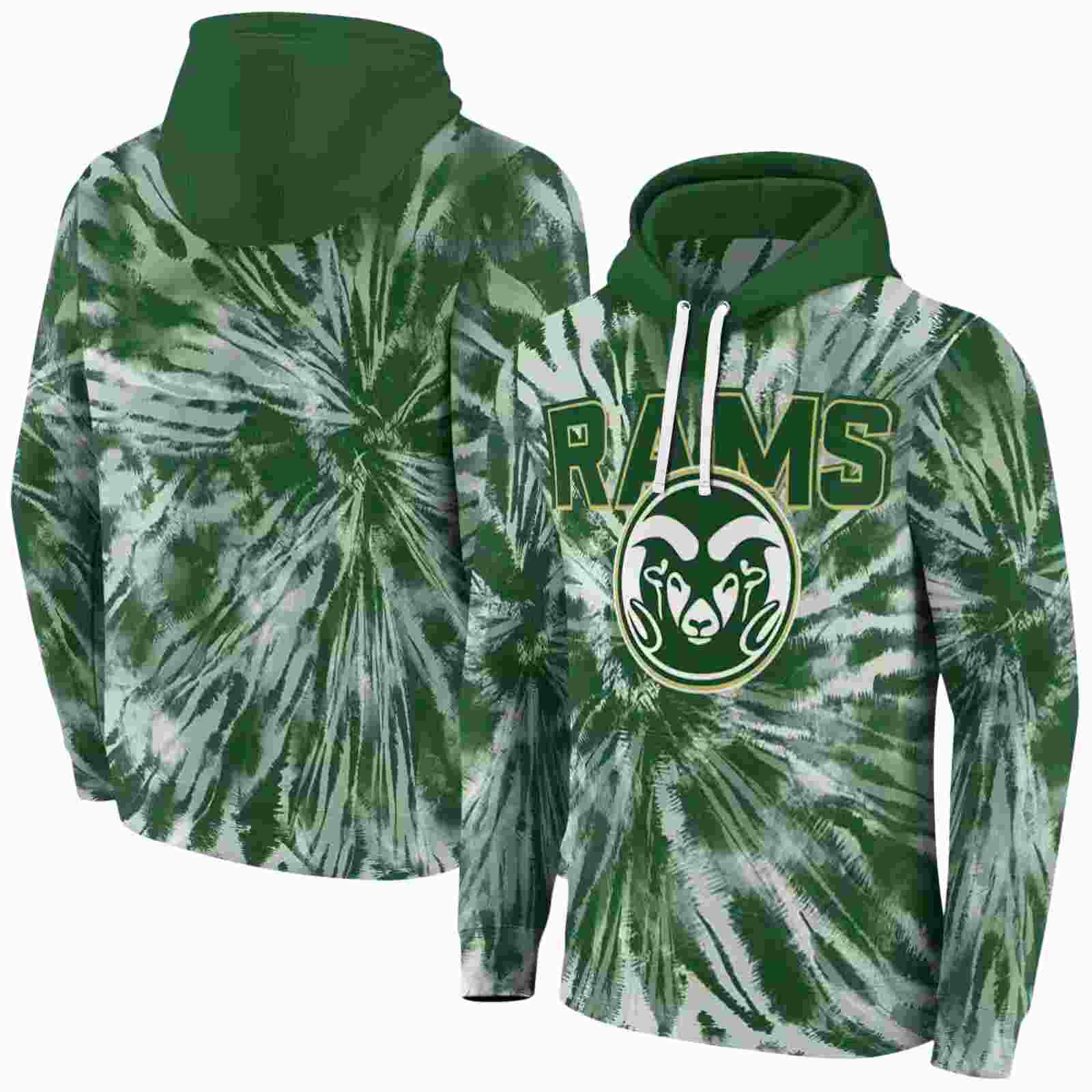 colorado state rams tie dye pattern green hoodie fashion forward